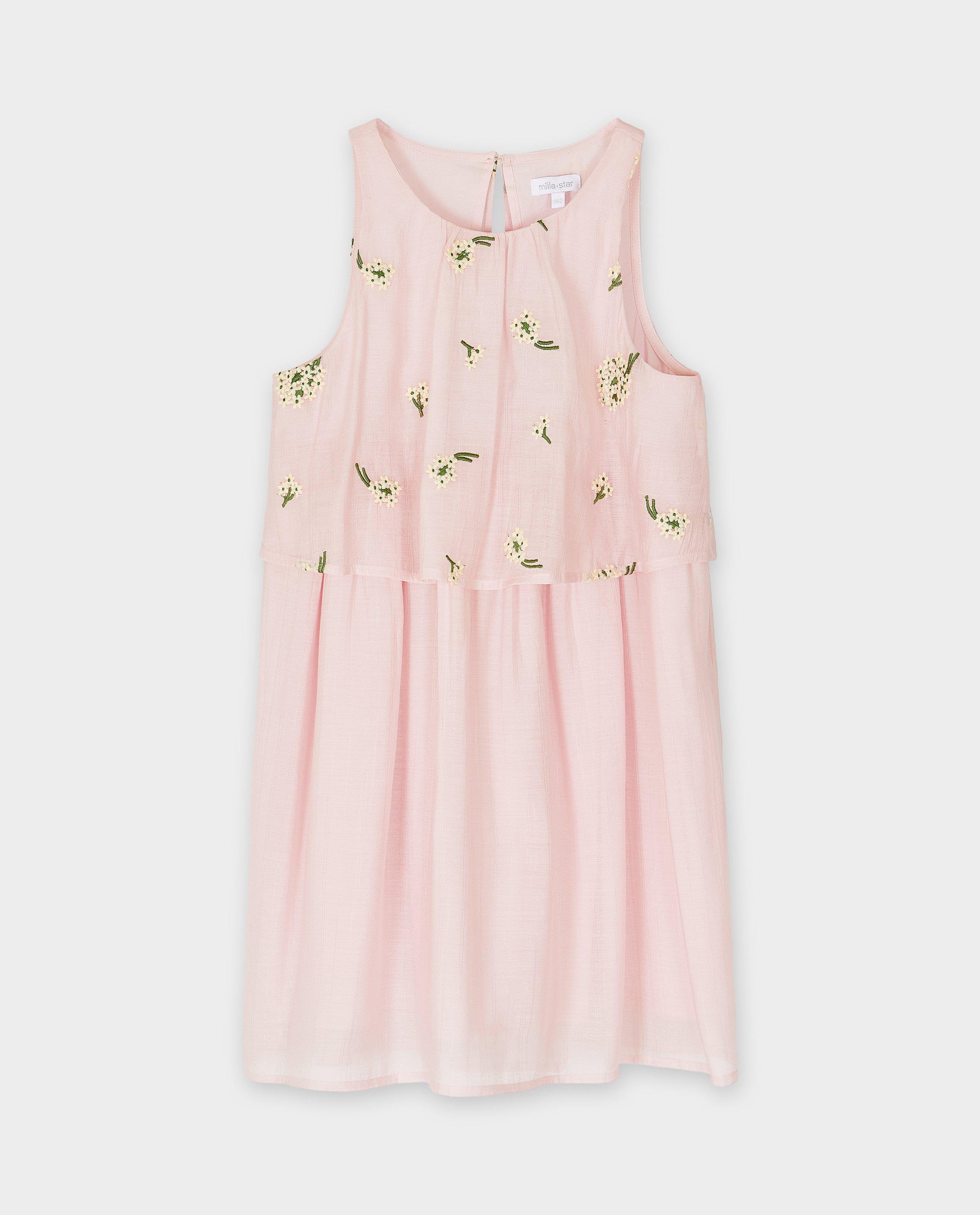 Robe avec fleurs brod&eacute;es - D&eacute;tails du produit - rose clair - image num&eacute;ro 4