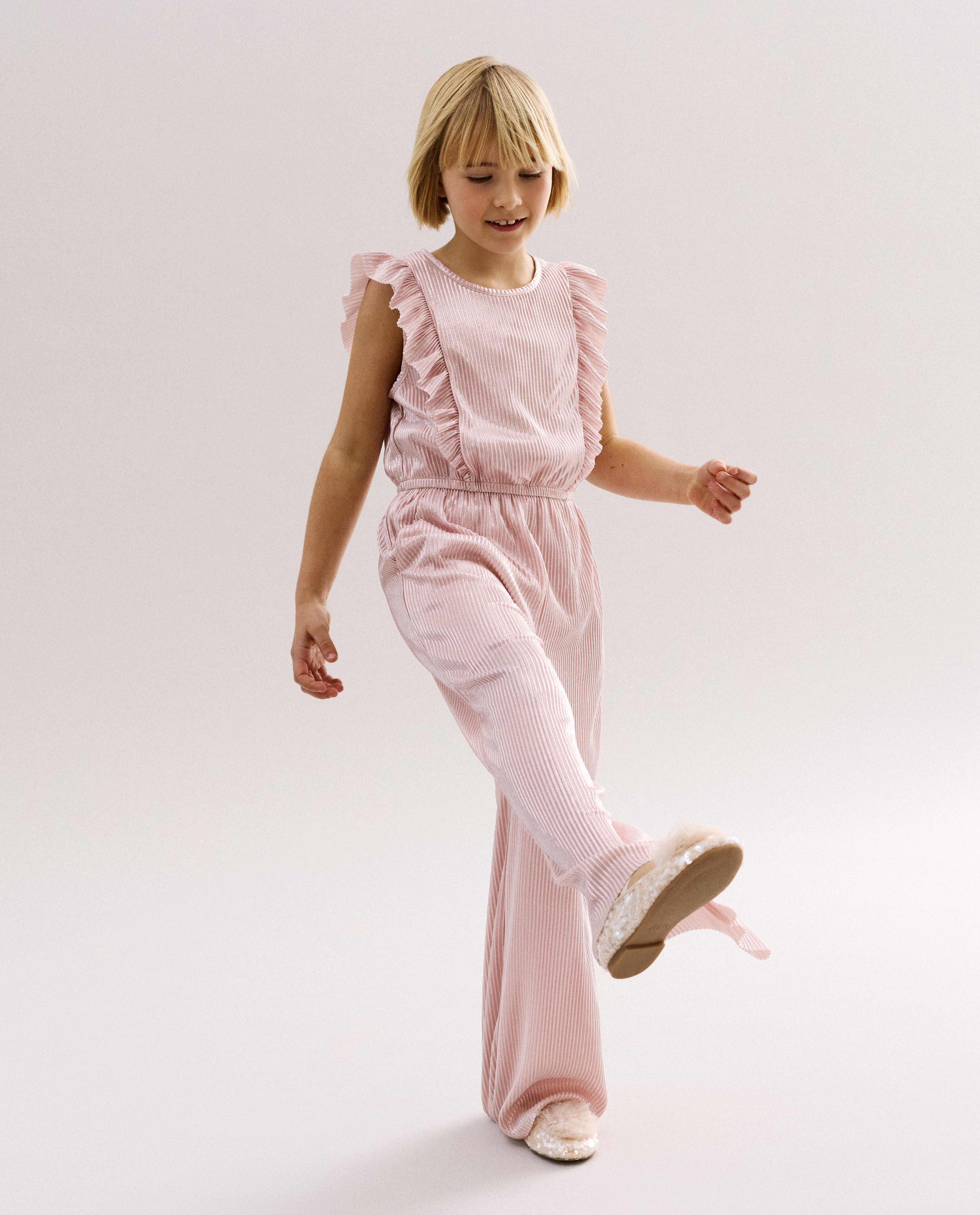 Pliss&eacute; jumpsuit met volants, wide leg fit, Special occasions, 116-152