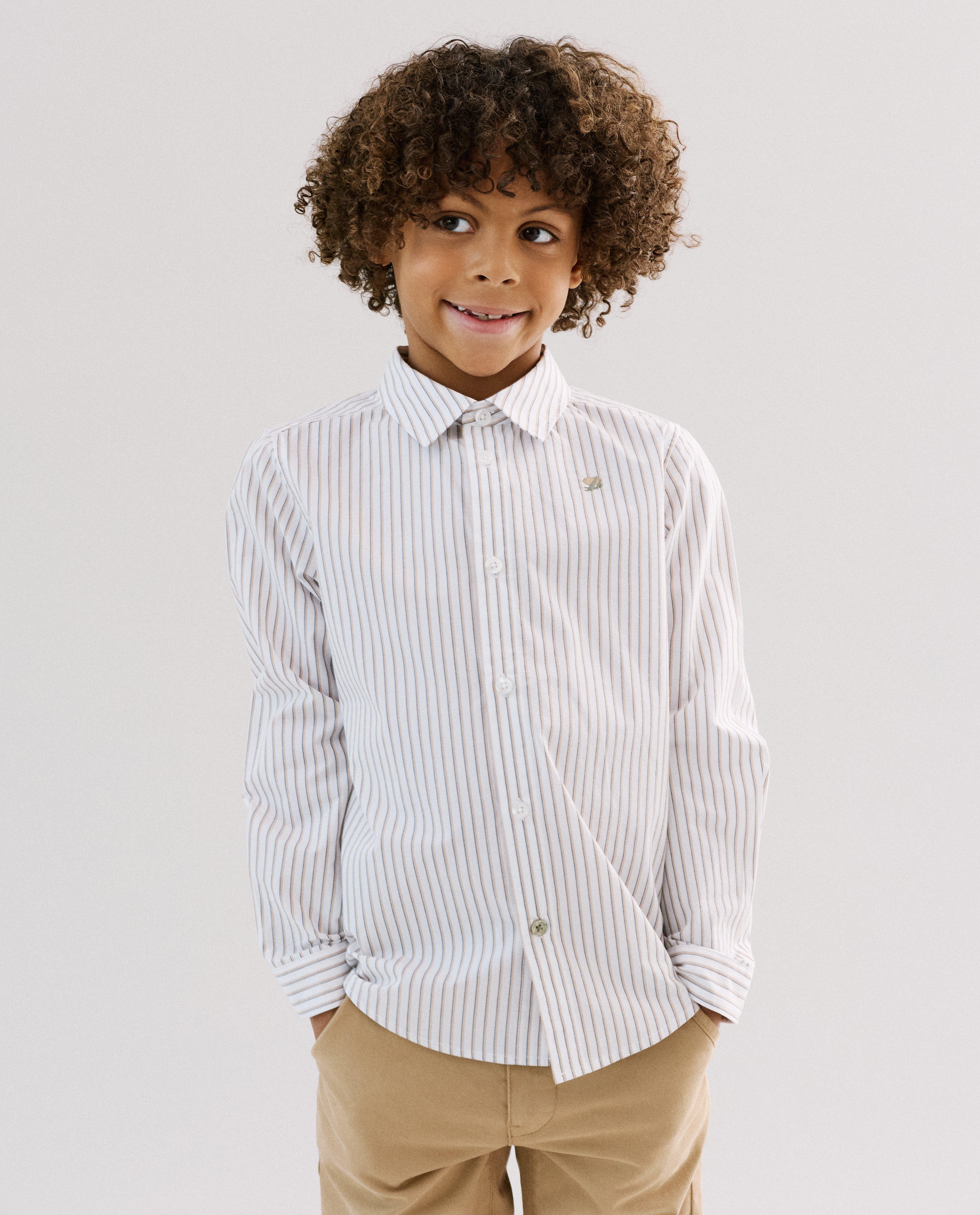 Hemd met fijne strepen, regular fit, Special occasions, 116-164 - Product Detail - beige - afbeelding nummer 2