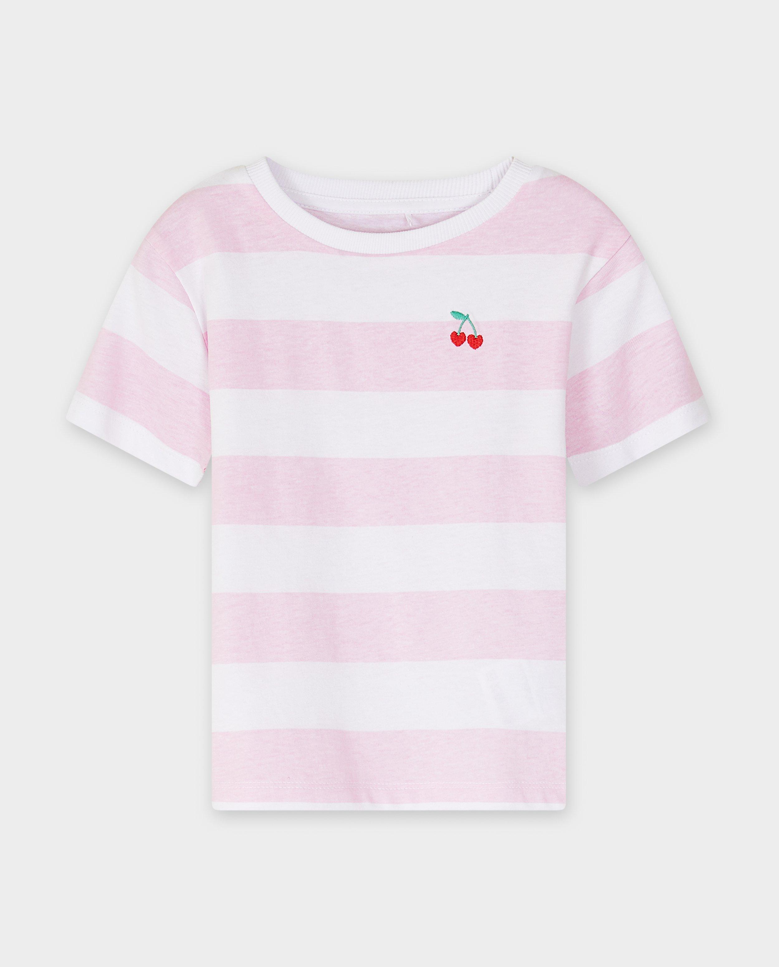 T-shirt avec des cerises brod&eacute;es, loose fit - D&eacute;tails du produit - rose clair - image num&eacute;ro 4