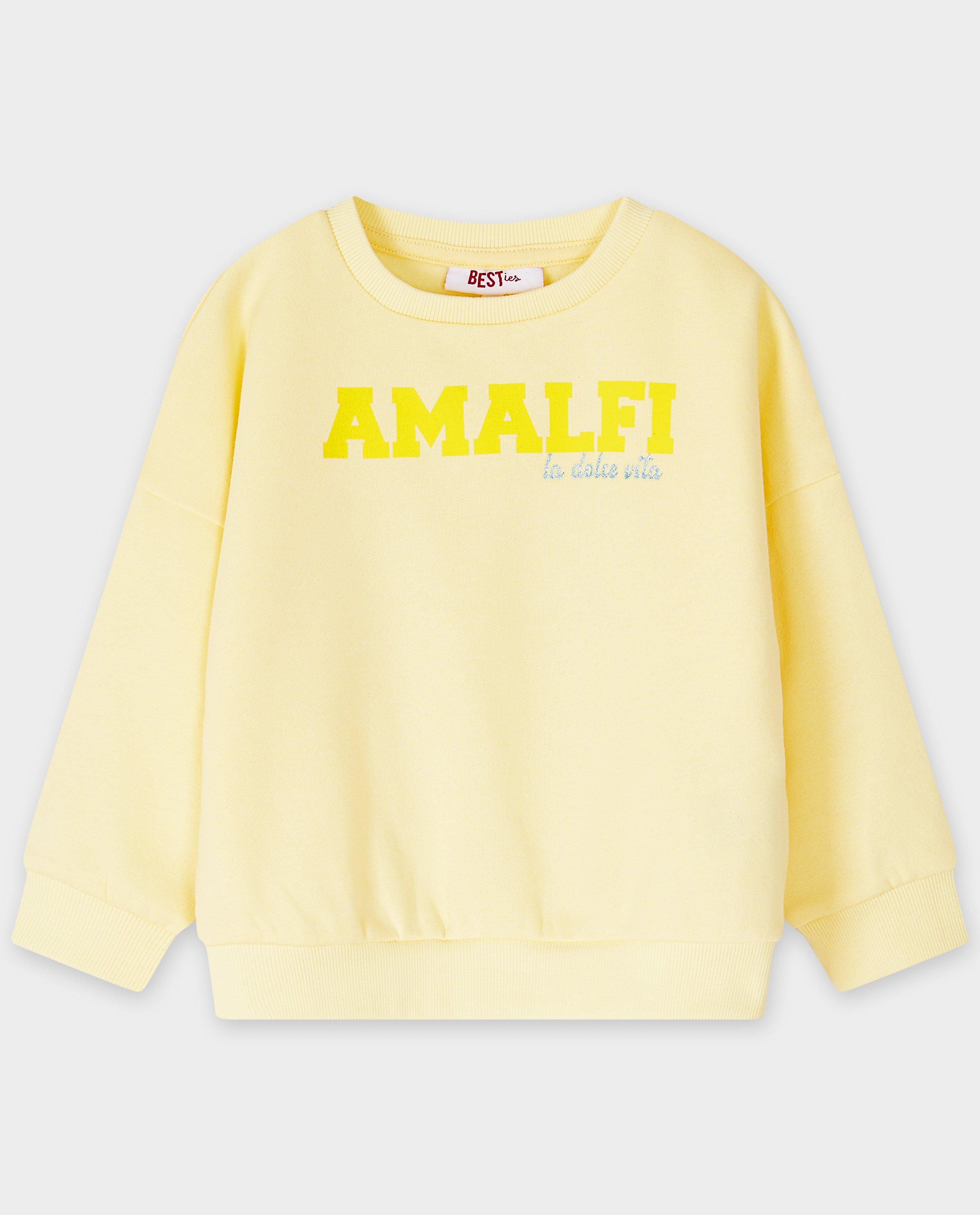 Sweat avec une inscription, loose fit - D&eacute;tails du produit - jaune claire - image num&eacute;ro 1