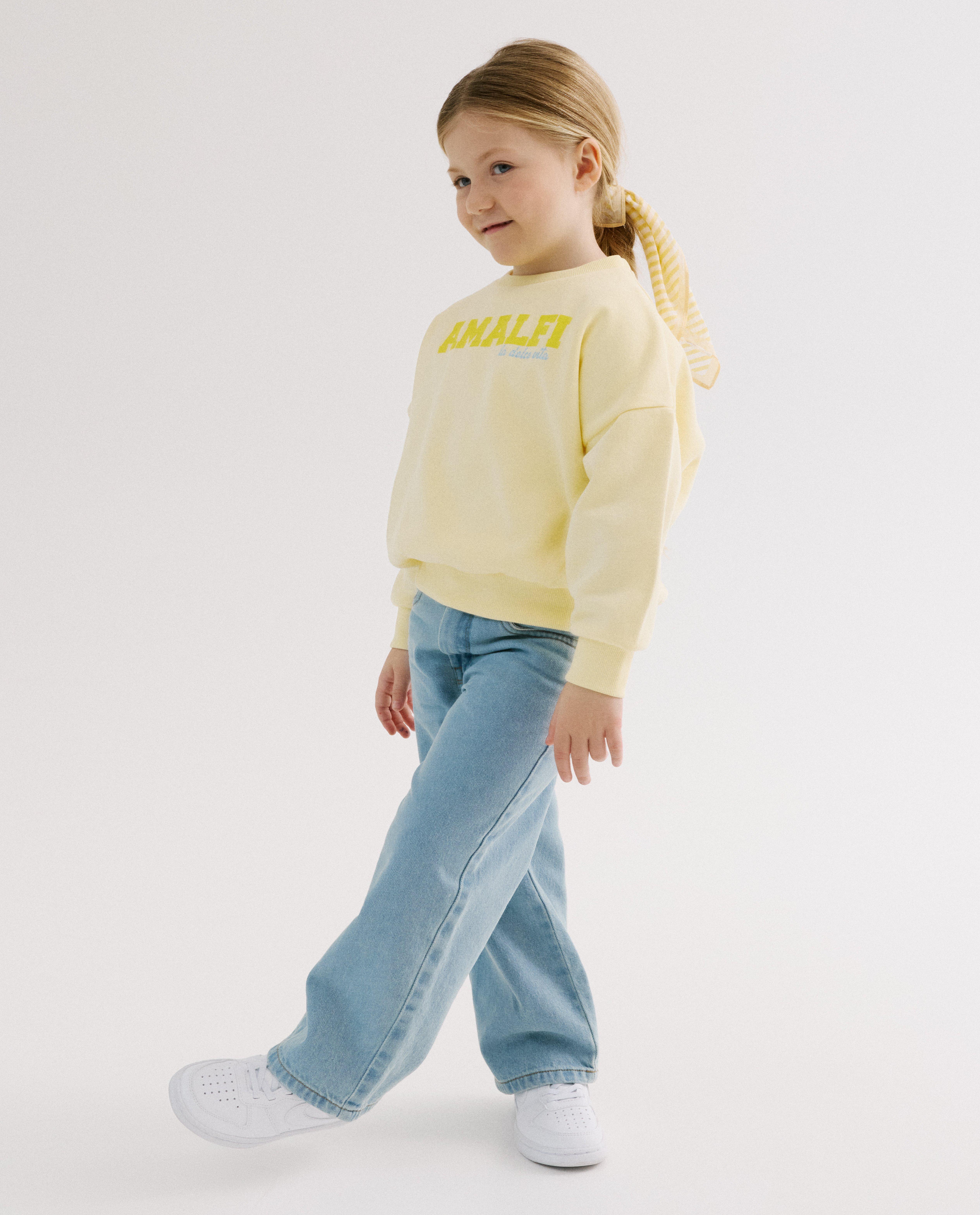 Sweat avec une inscription, loose fit - D&eacute;tails du produit - jaune claire - image num&eacute;ro 2