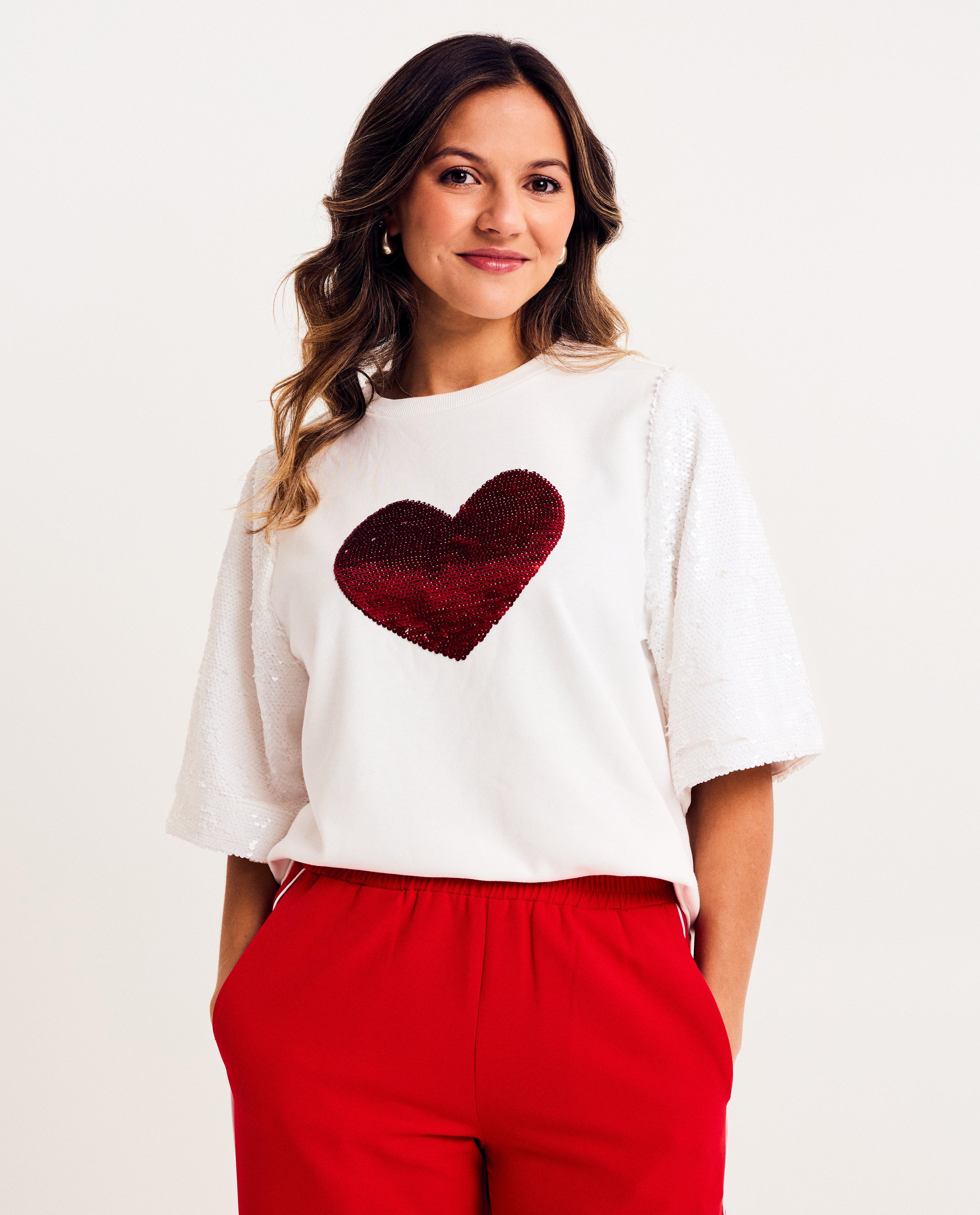 T-shirt met pailletten, XS-XXL - Product Detail - wit - afbeelding nummer 1