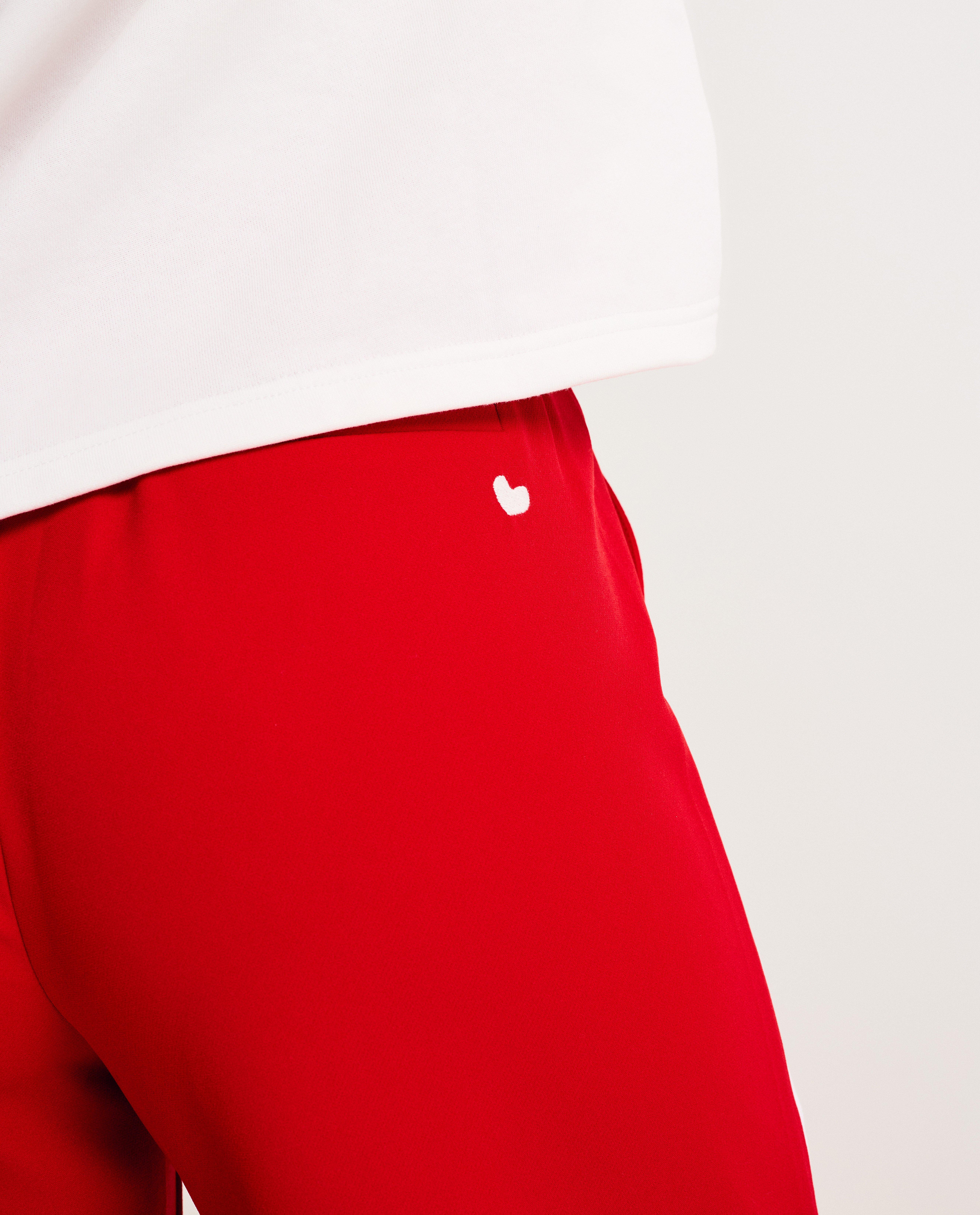 Broeken - Rode broek met sierbiezen, straight fit, 34-46