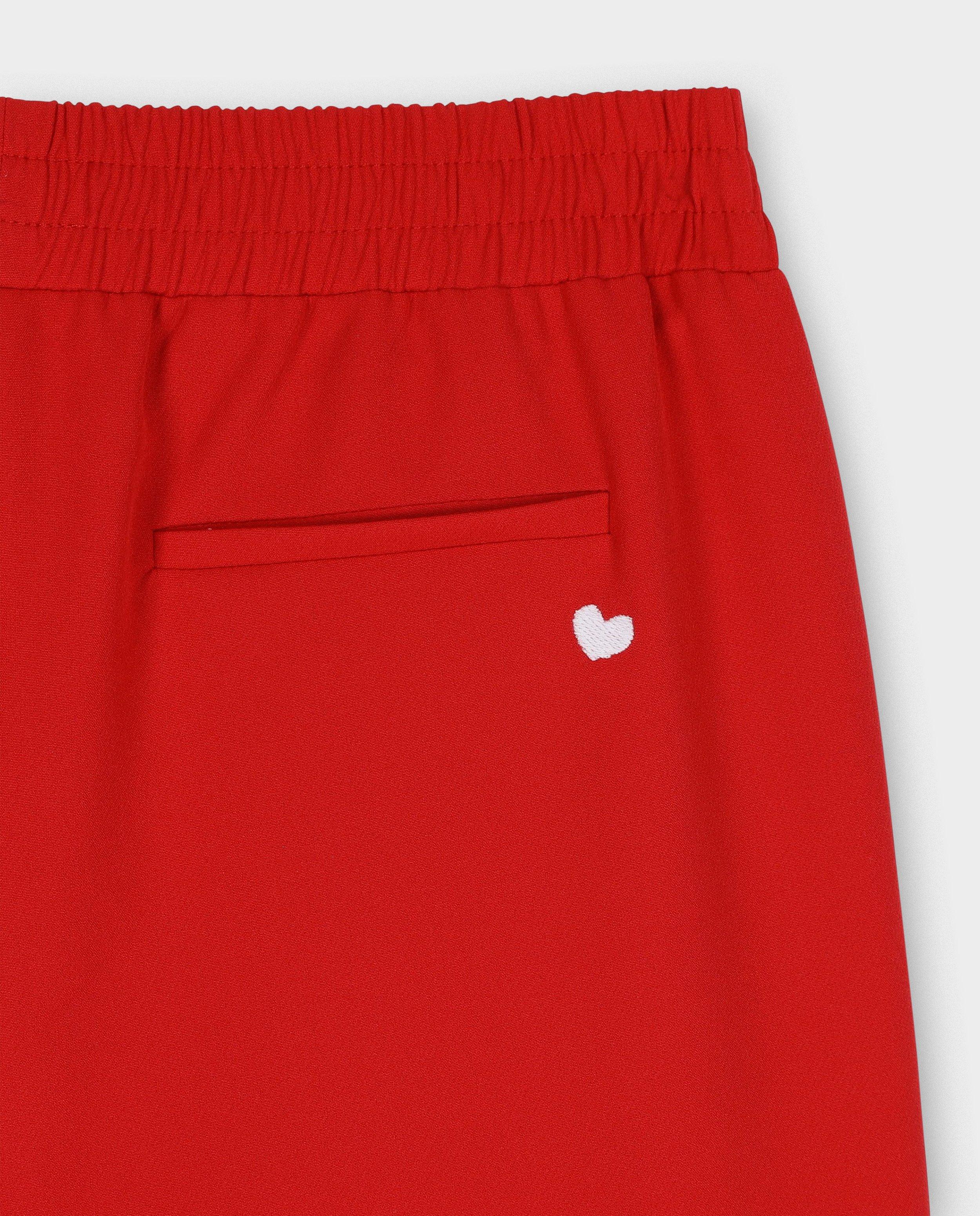 Broeken - Rode broek met sierbiezen, straight fit, 34-46