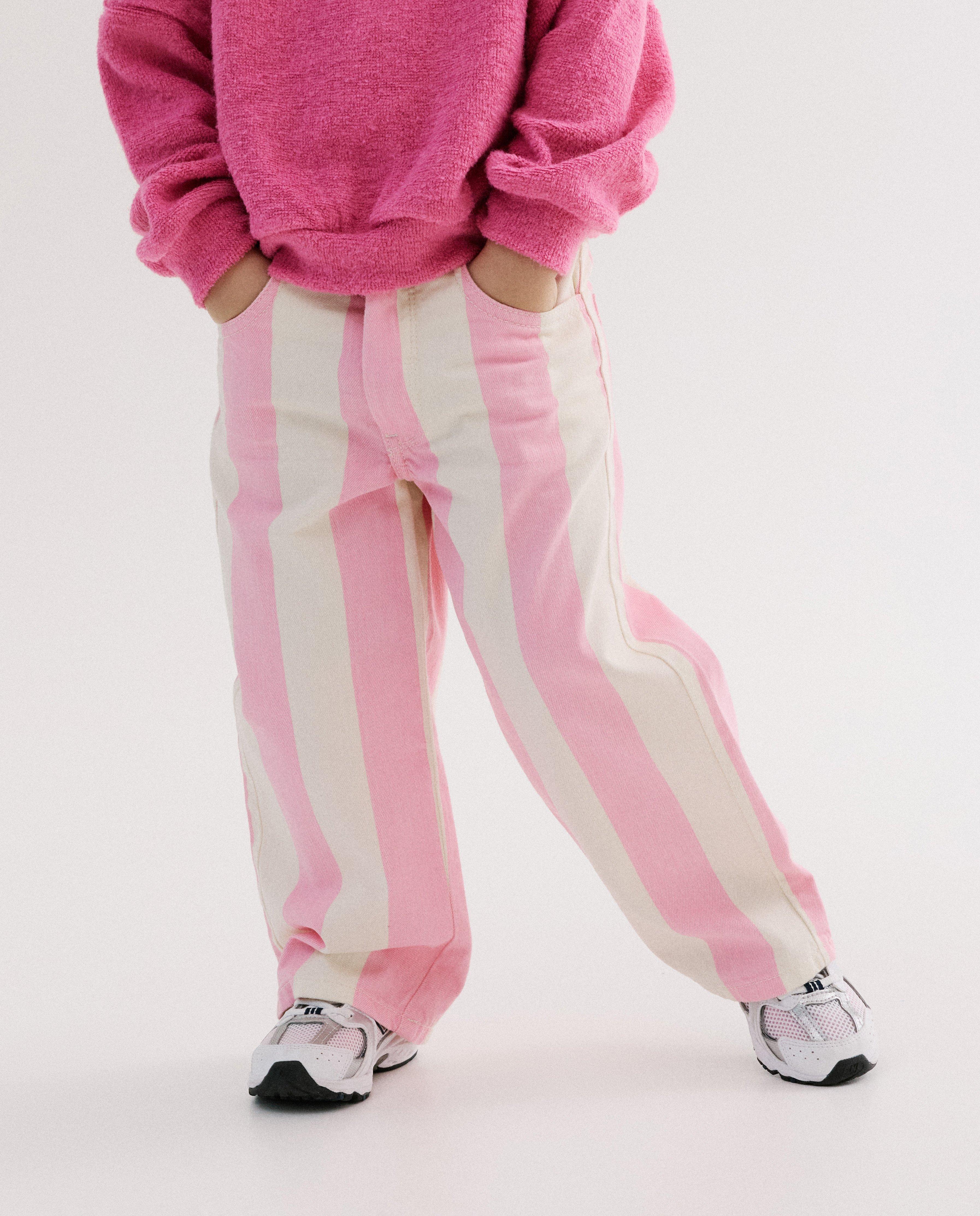 Jeans ray&eacute;, straight fit - D&eacute;tails du produit - rose clair - image num&eacute;ro 3