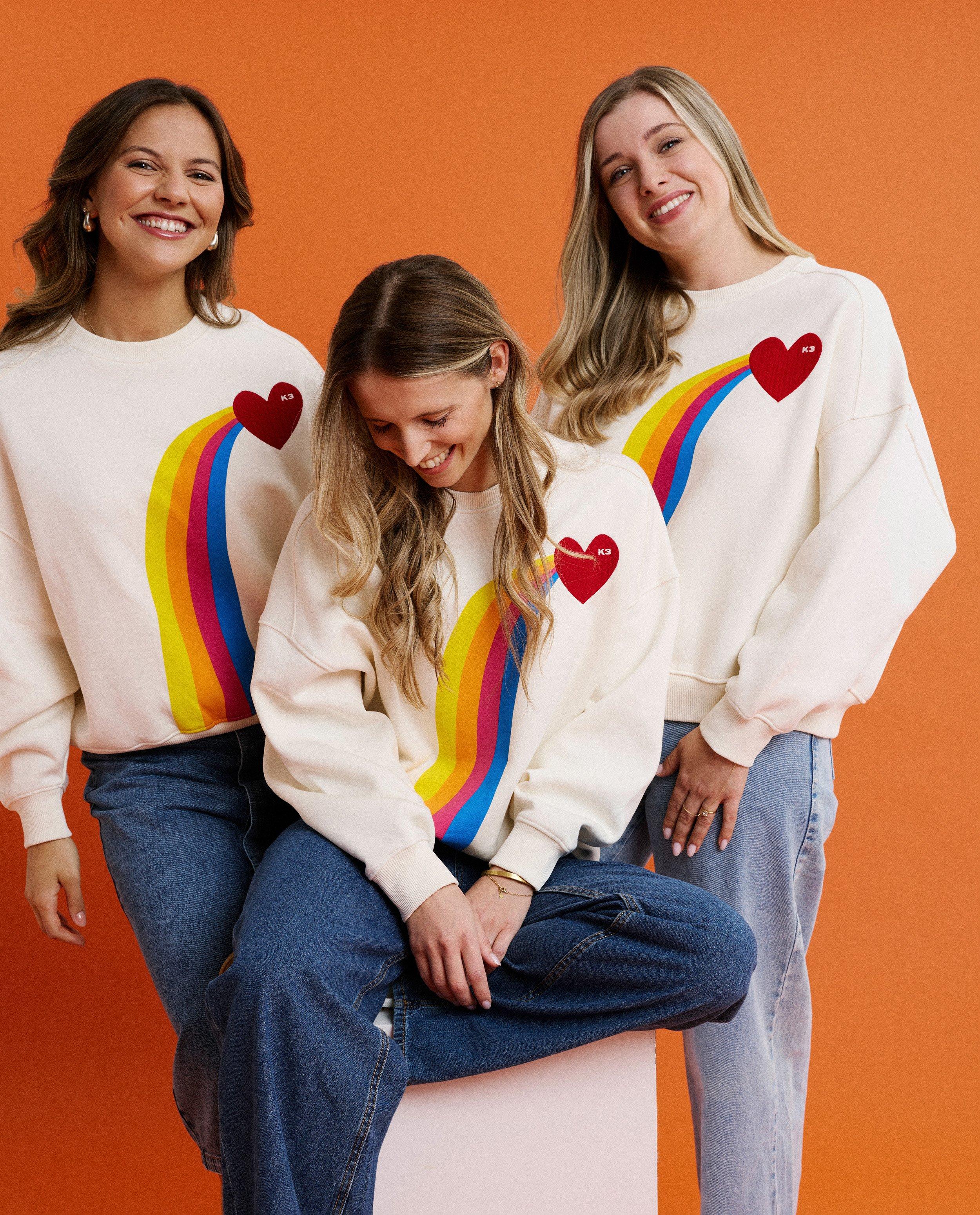 Sweater met regenboogprint, XS-XL
