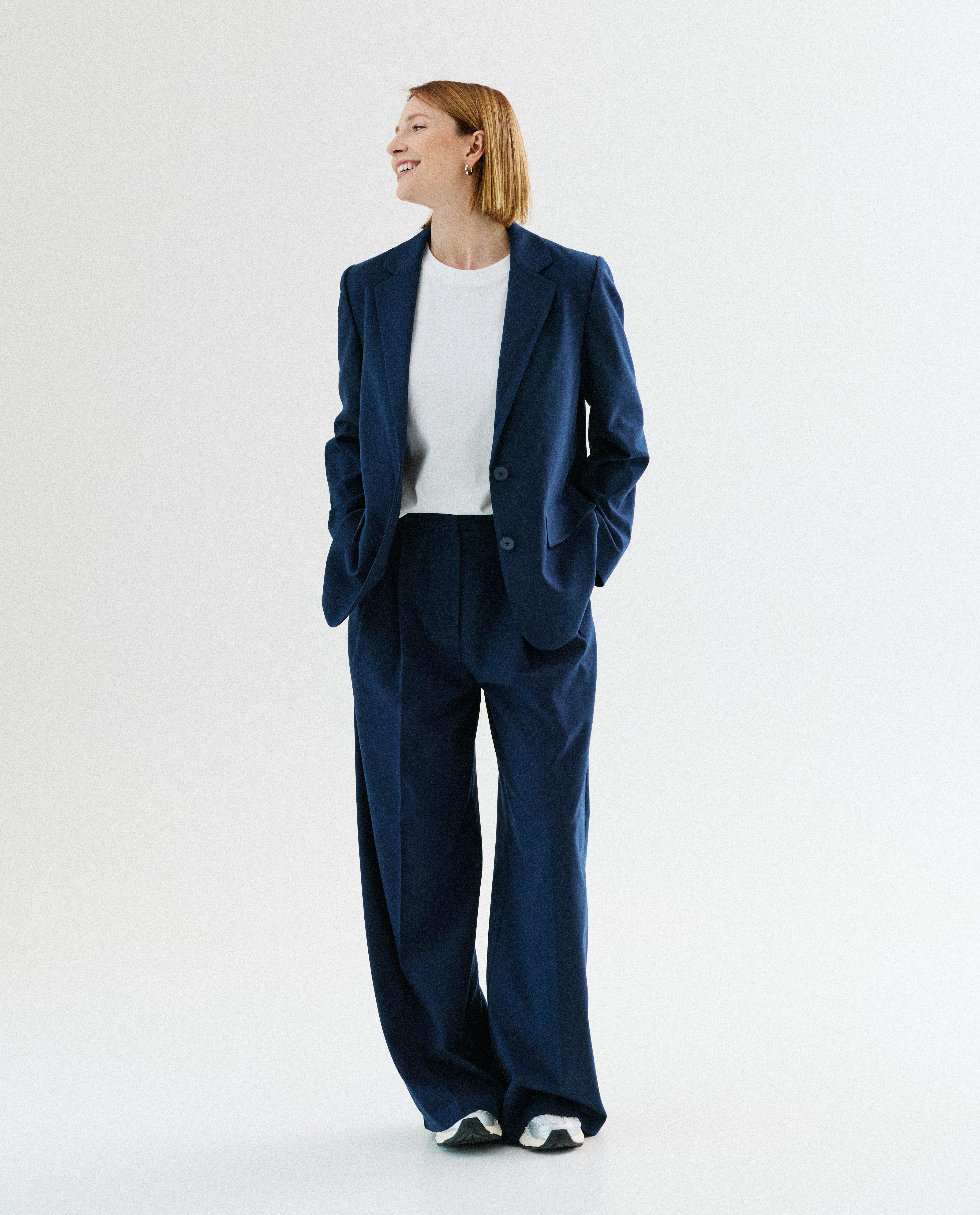 Donkerblauwe geklede broek, wide leg fit - Product Detail - donkerblauw - afbeelding nummer 2