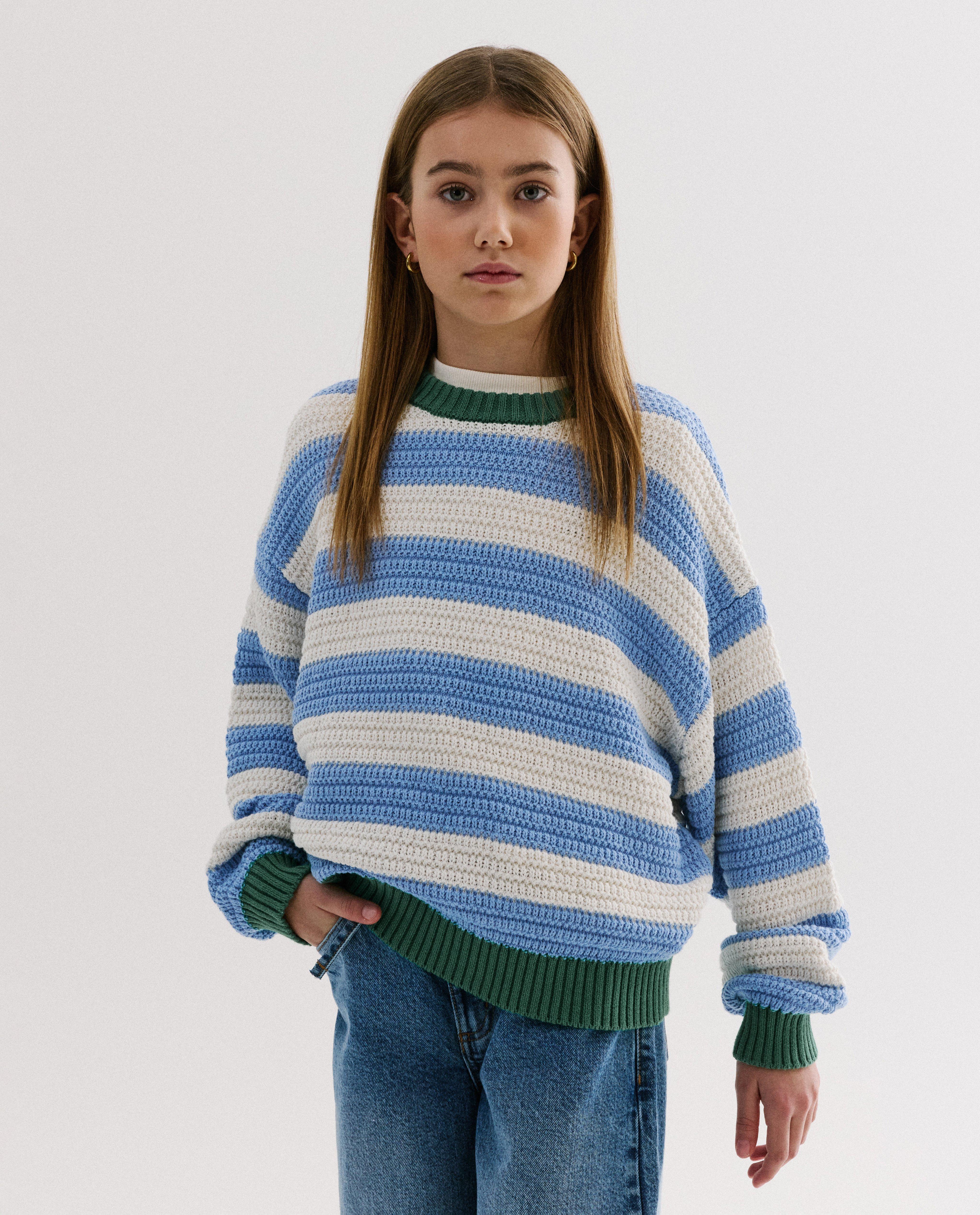 Gebreide trui met strepen, oversized fit - Product Detail - lichtblauw - afbeelding nummer 1