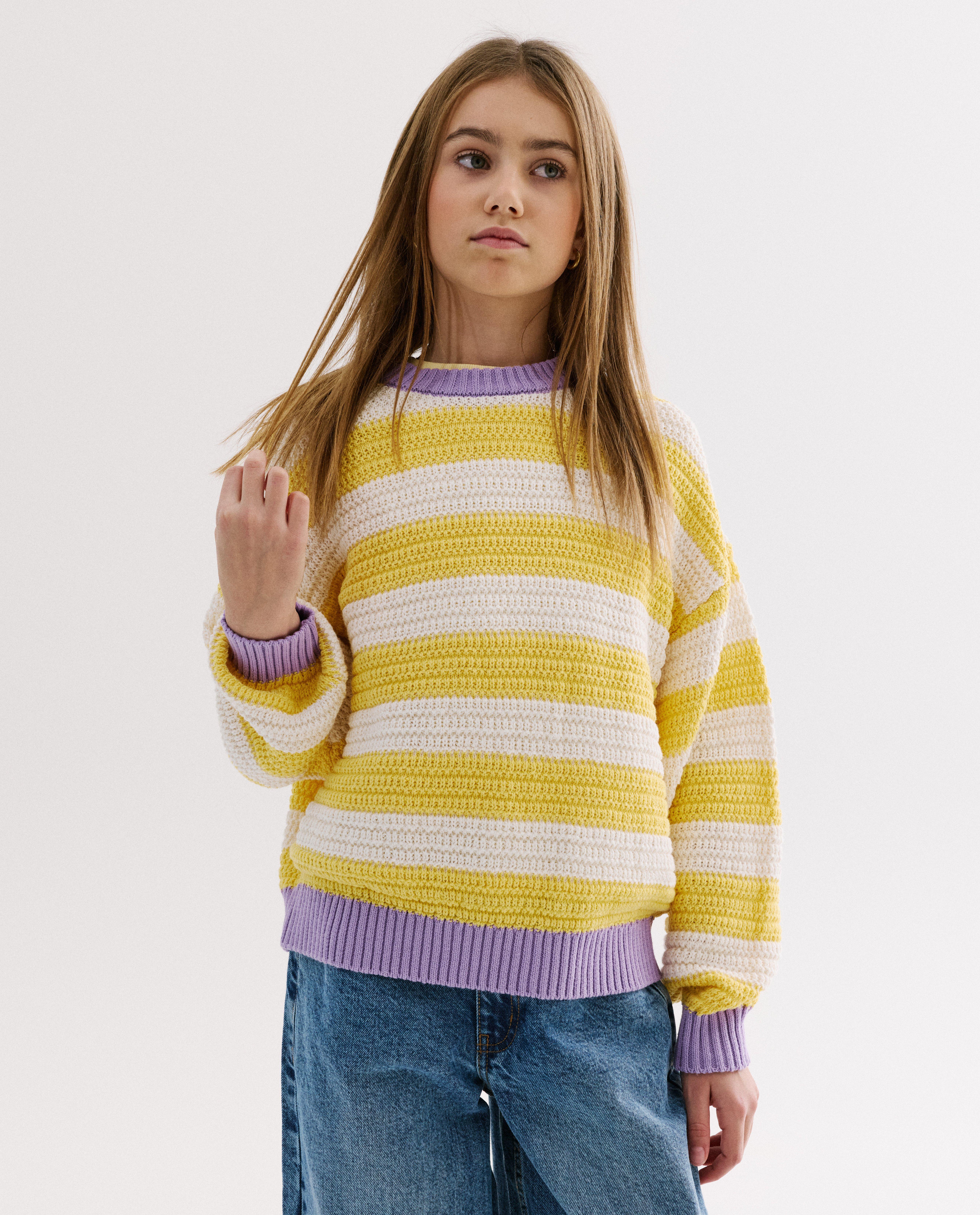 Gebreide trui met strepen, oversized fit - Product Detail - lichtgeel - afbeelding nummer 1