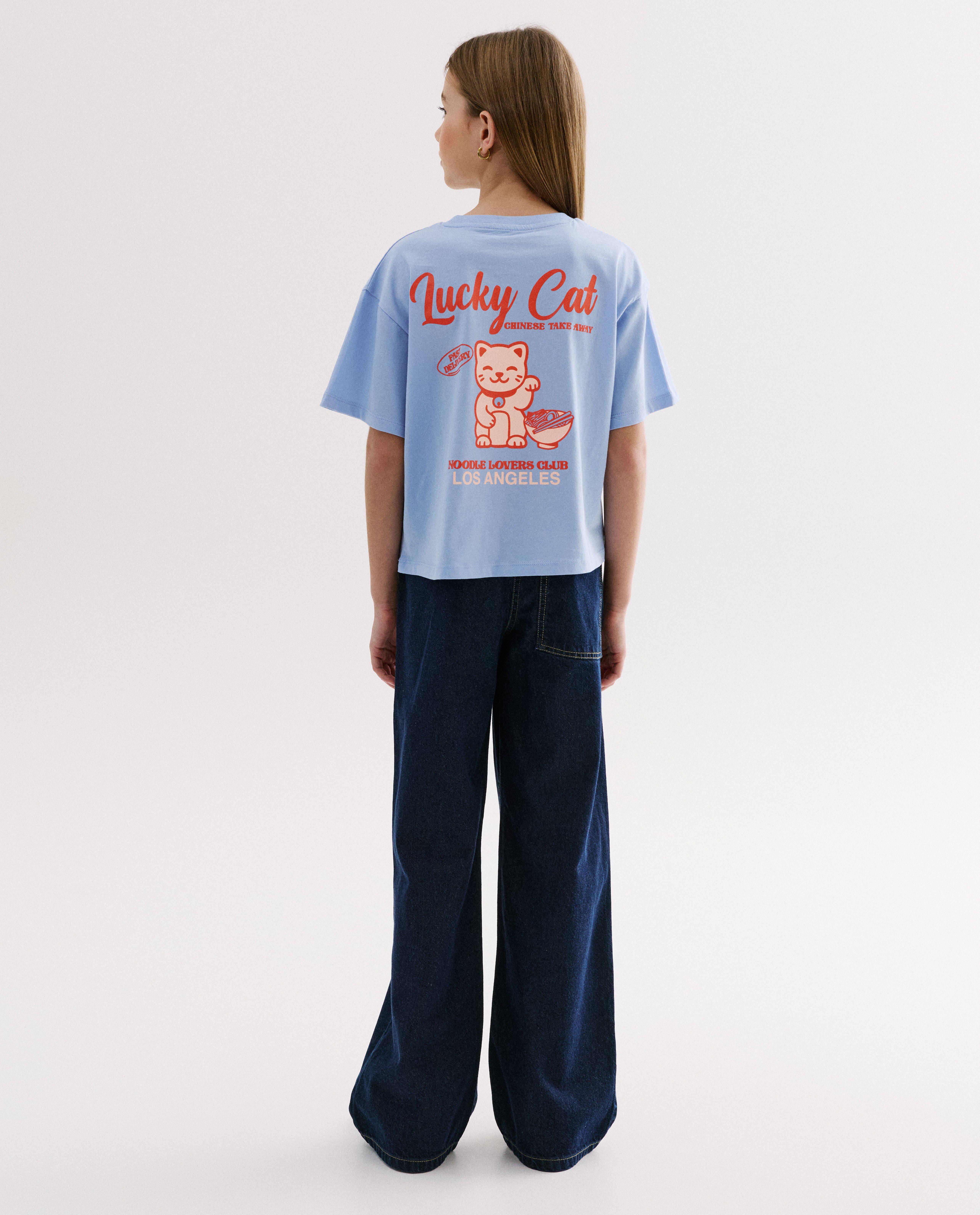 T-shirt &agrave; imprim&eacute; au dos, loose fit - D&eacute;tails du produit - bleu clair - image num&eacute;ro 3