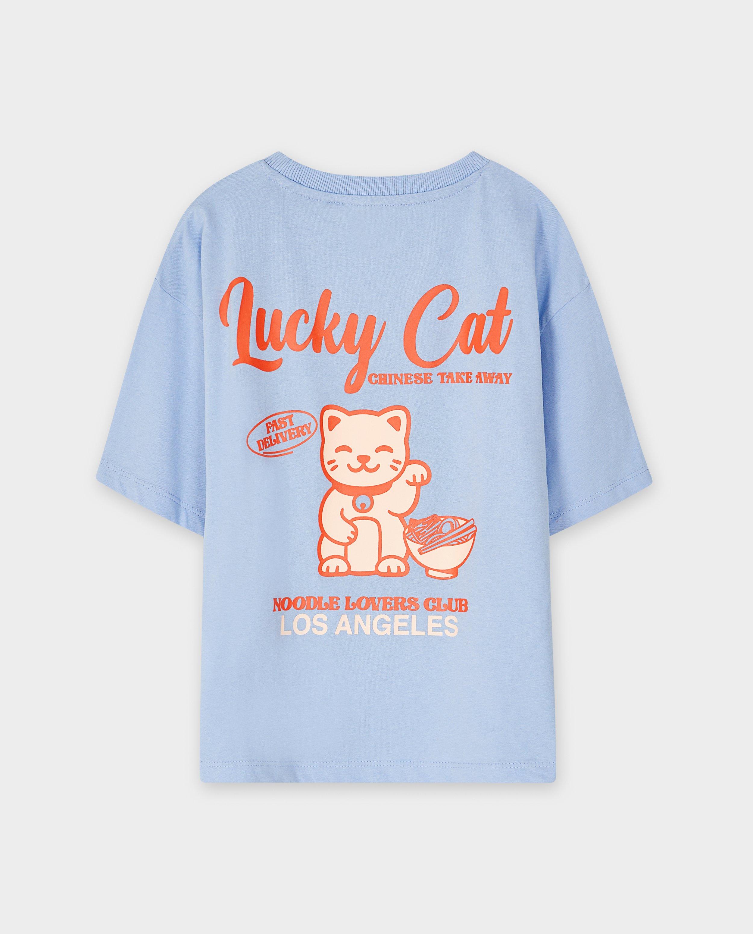 T-shirt &agrave; imprim&eacute; au dos, loose fit - D&eacute;tails du produit - bleu clair - image num&eacute;ro 6