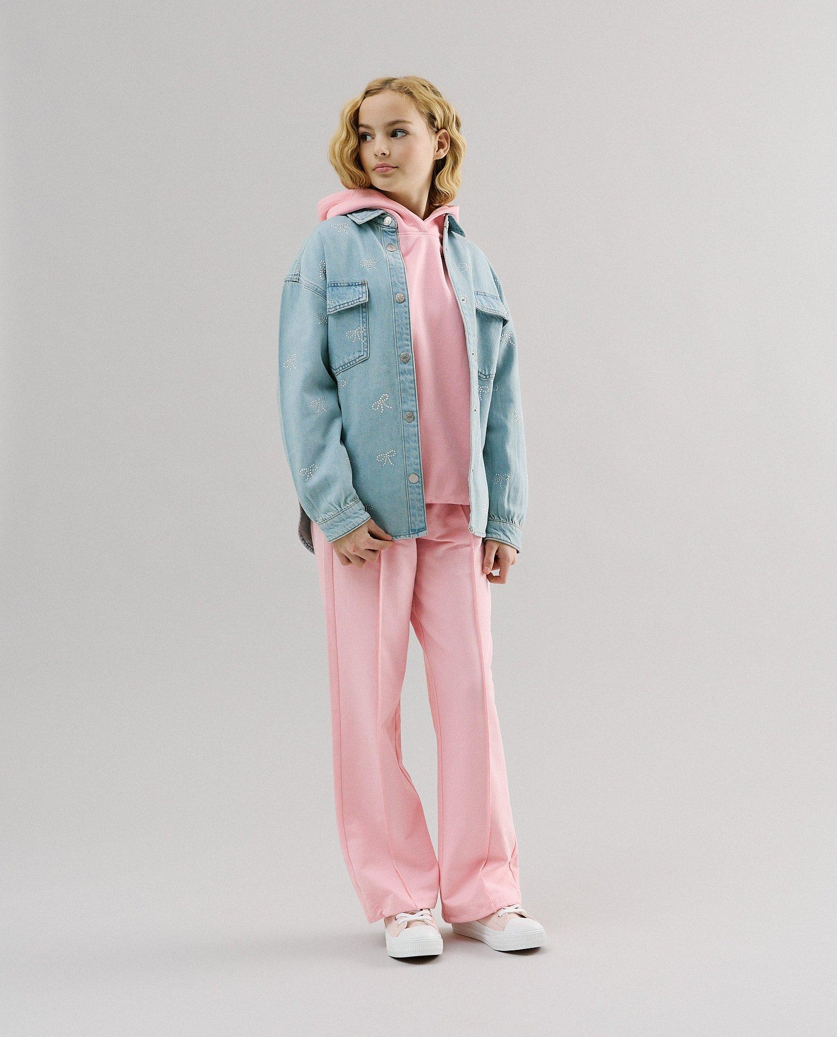 Jeanshemd met strikjes van siersteentjes, oversized fit, 116-164 - Product Detail - lichtblauw - afbeelding nummer 4