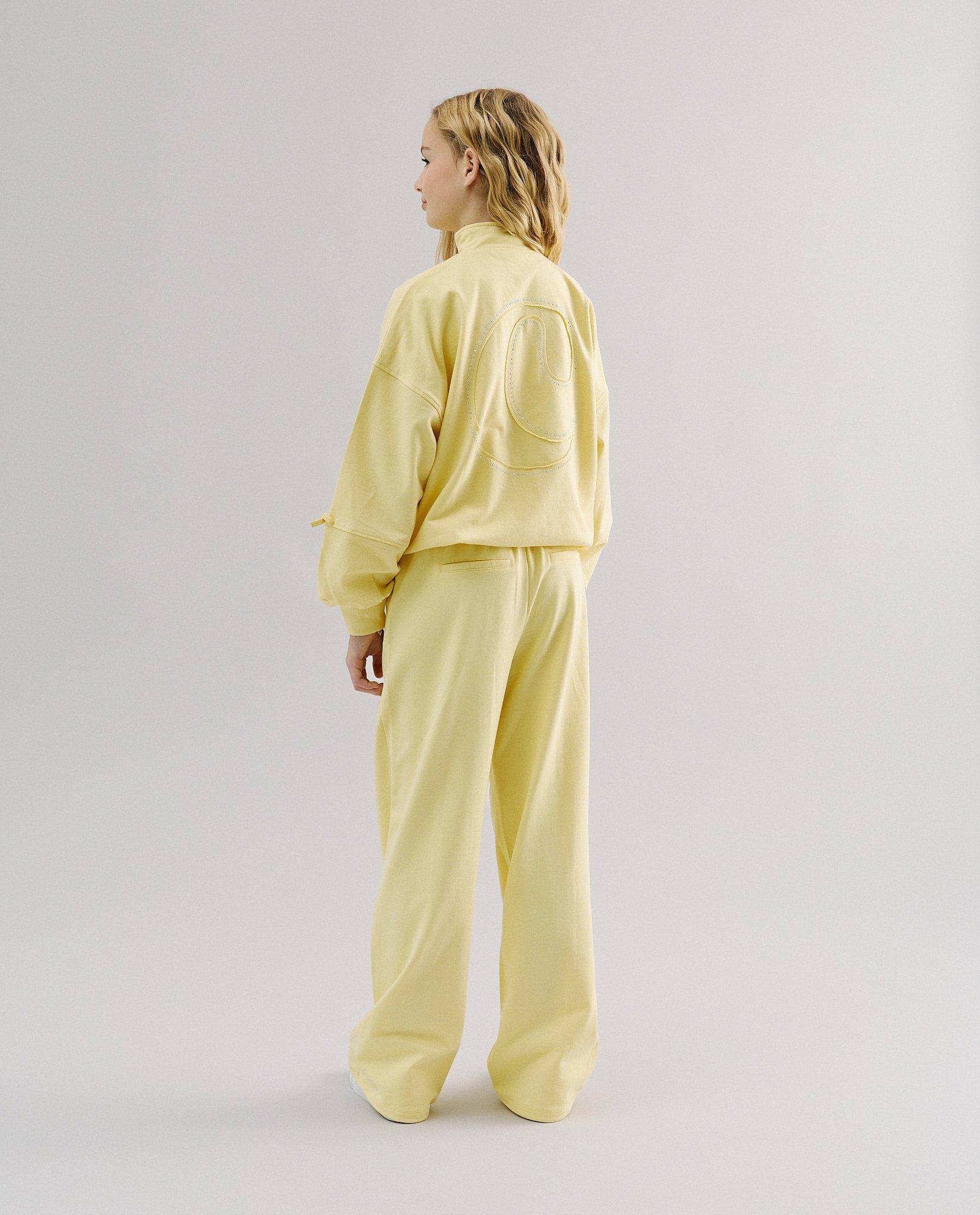 Pantalon avec plis, 116-164 - D&eacute;tails du produit - jaune claire - image num&eacute;ro 2