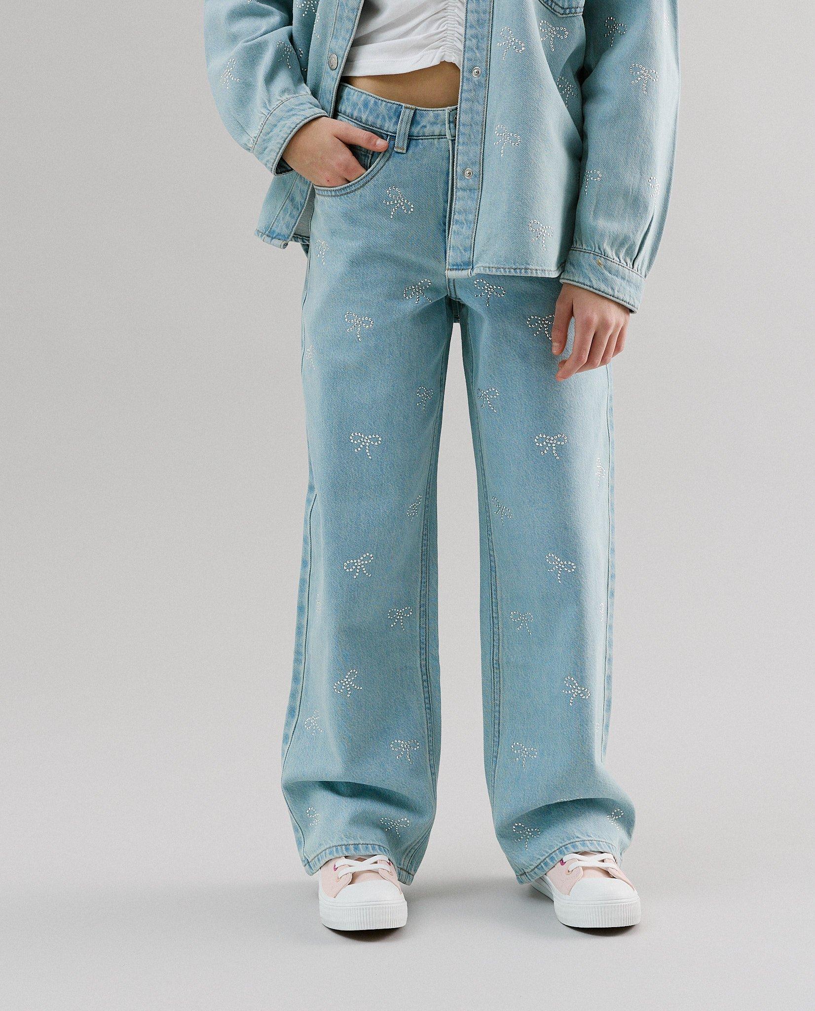 Jeans met strikjes van siersteentjes, 116-164 - Product Detail - lichtblauw - afbeelding nummer 3