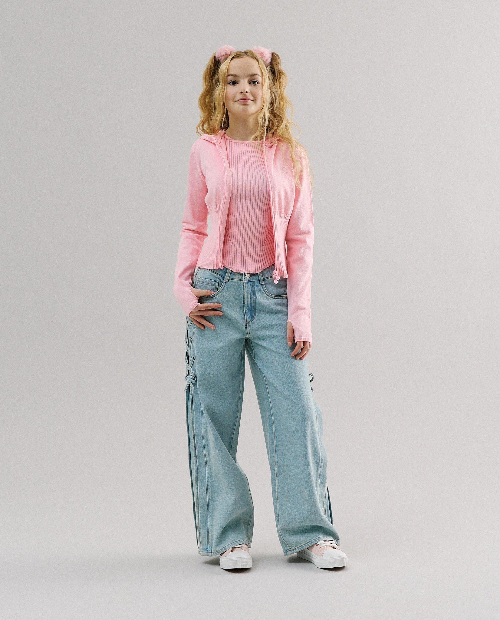 Gilet met geborduurd opschrift, 116-164 - D&eacute;tails du produit - rose clair - image num&eacute;ro 2