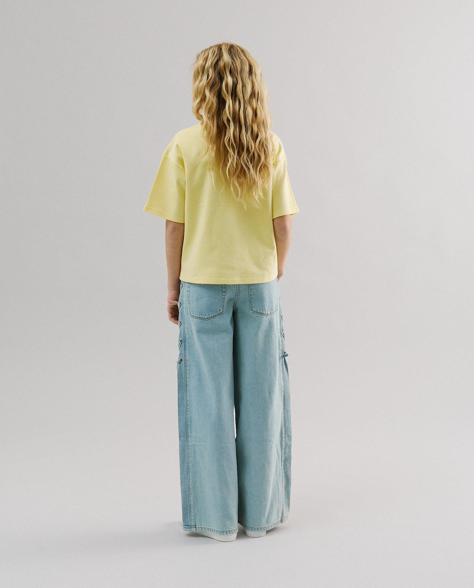 T-shirt avec d&eacute;tails brod&eacute;s, 116-164 - D&eacute;tails du produit - jaune claire - image num&eacute;ro 3