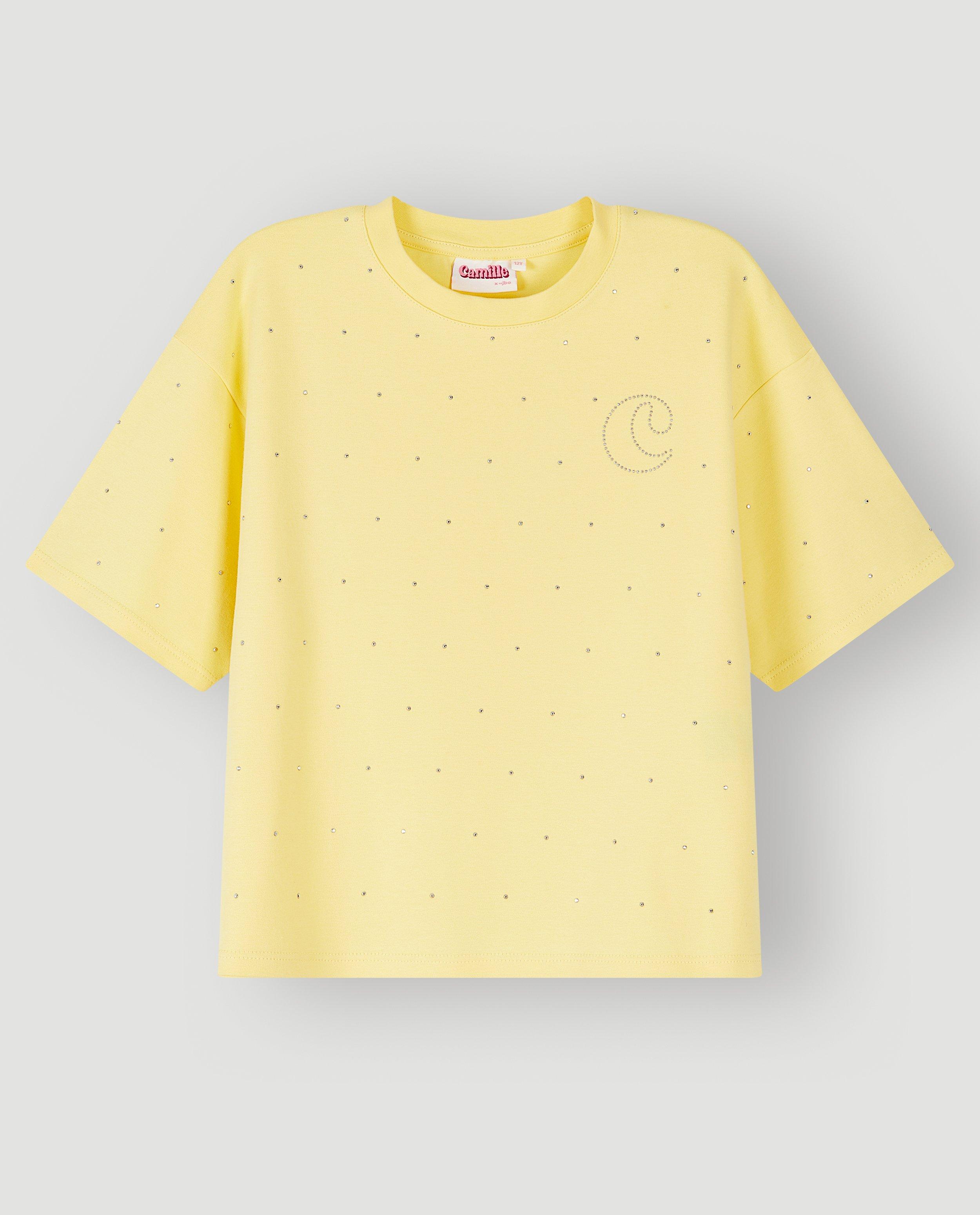 T-shirt avec d&eacute;tails brod&eacute;s, 116-164 - D&eacute;tails du produit - jaune claire - image num&eacute;ro 5
