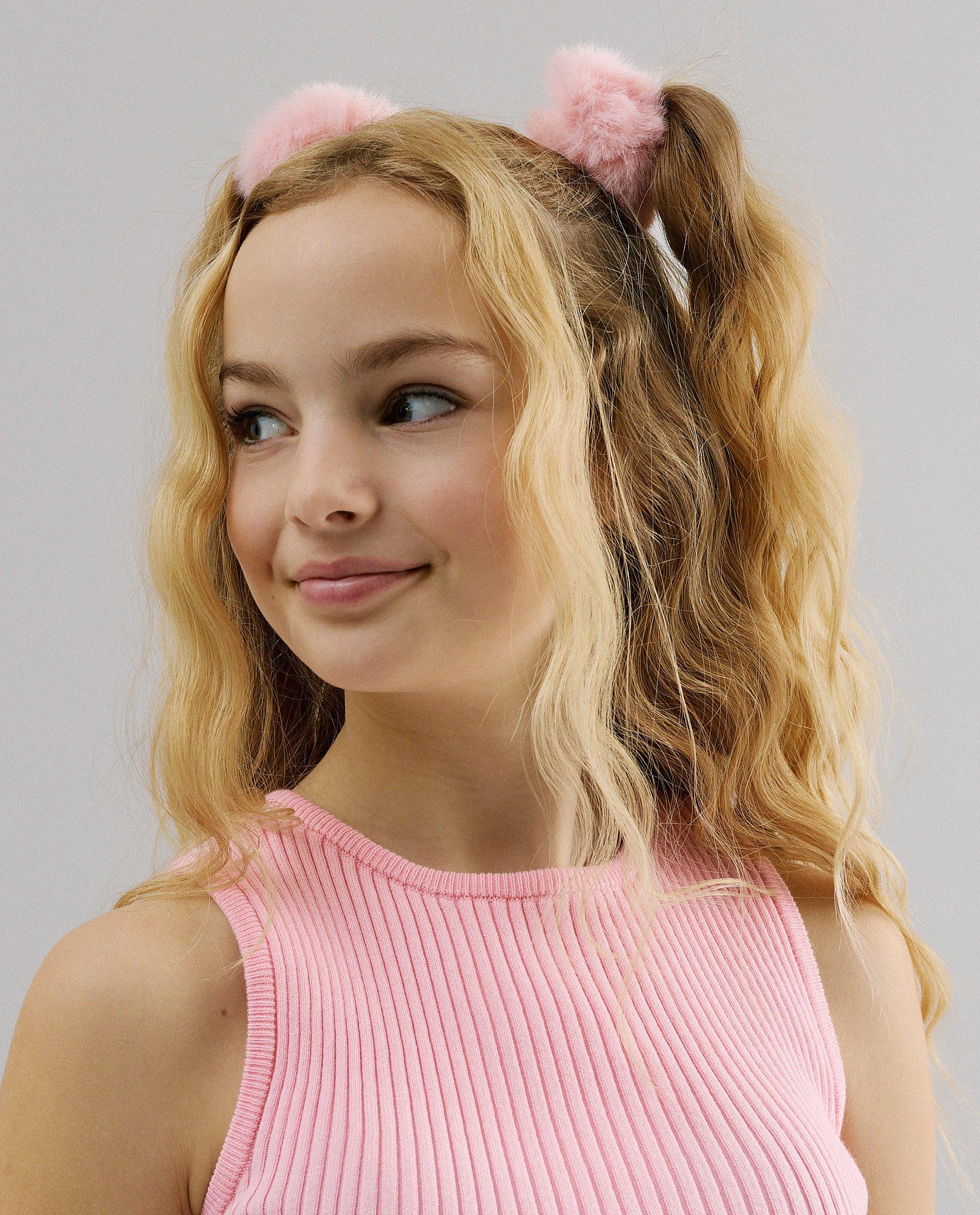 Fluffy haarelastiekjes - Product Detail - lichtroze - afbeelding nummer 2