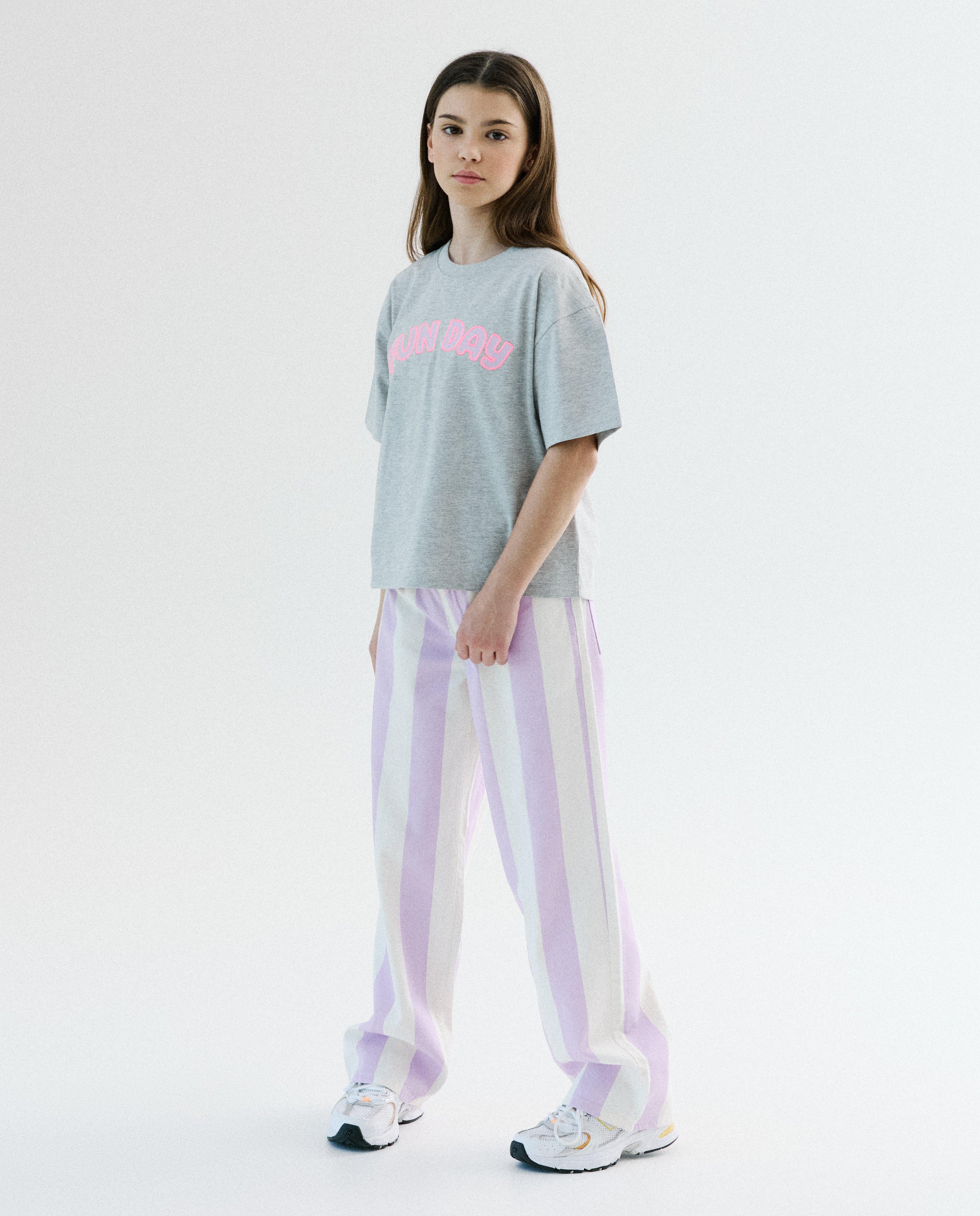 Broek met strepen, straight fit - Product Detail - lila - afbeelding nummer 1