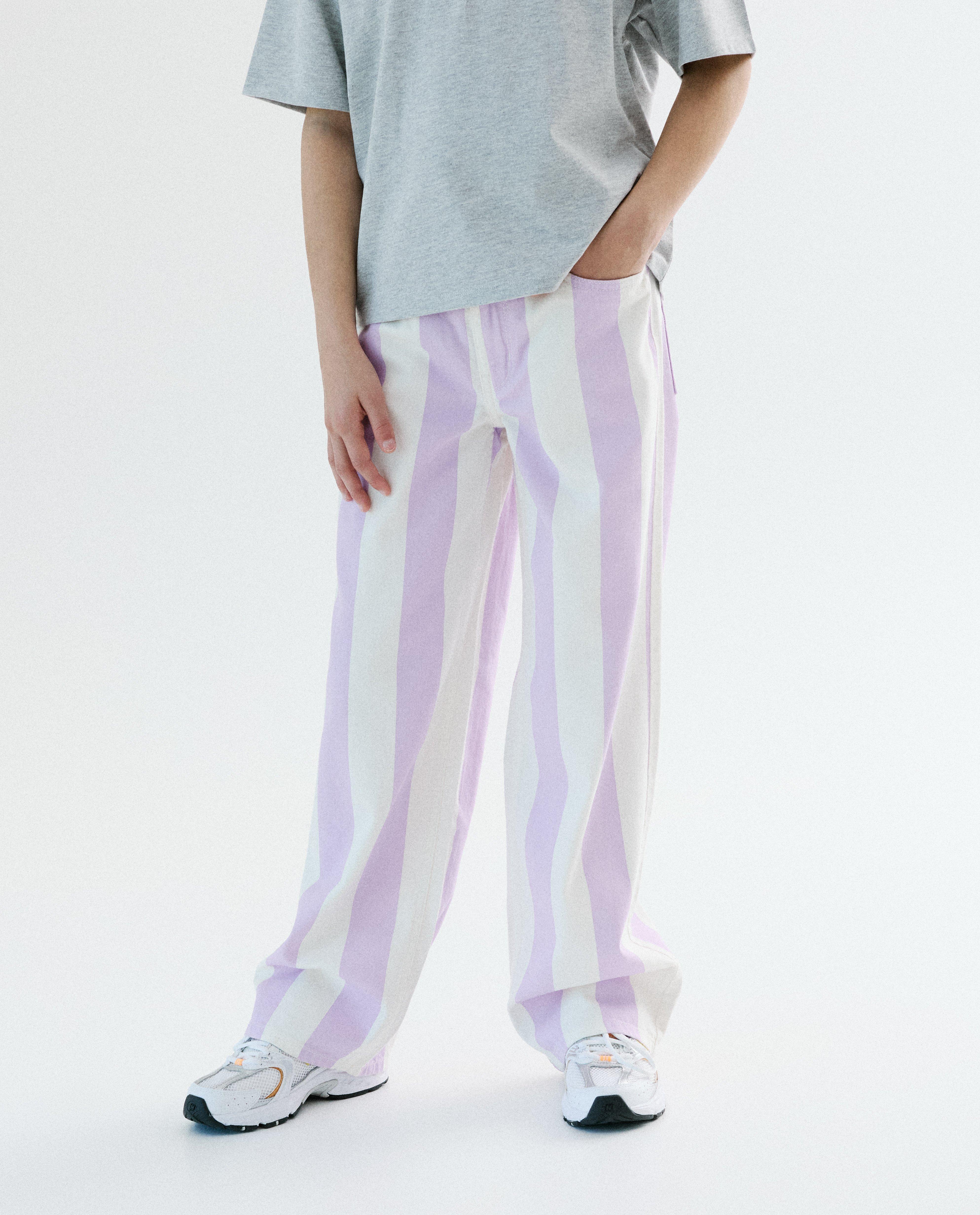 Broek met strepen, straight fit - Product Detail - lila - afbeelding nummer 3