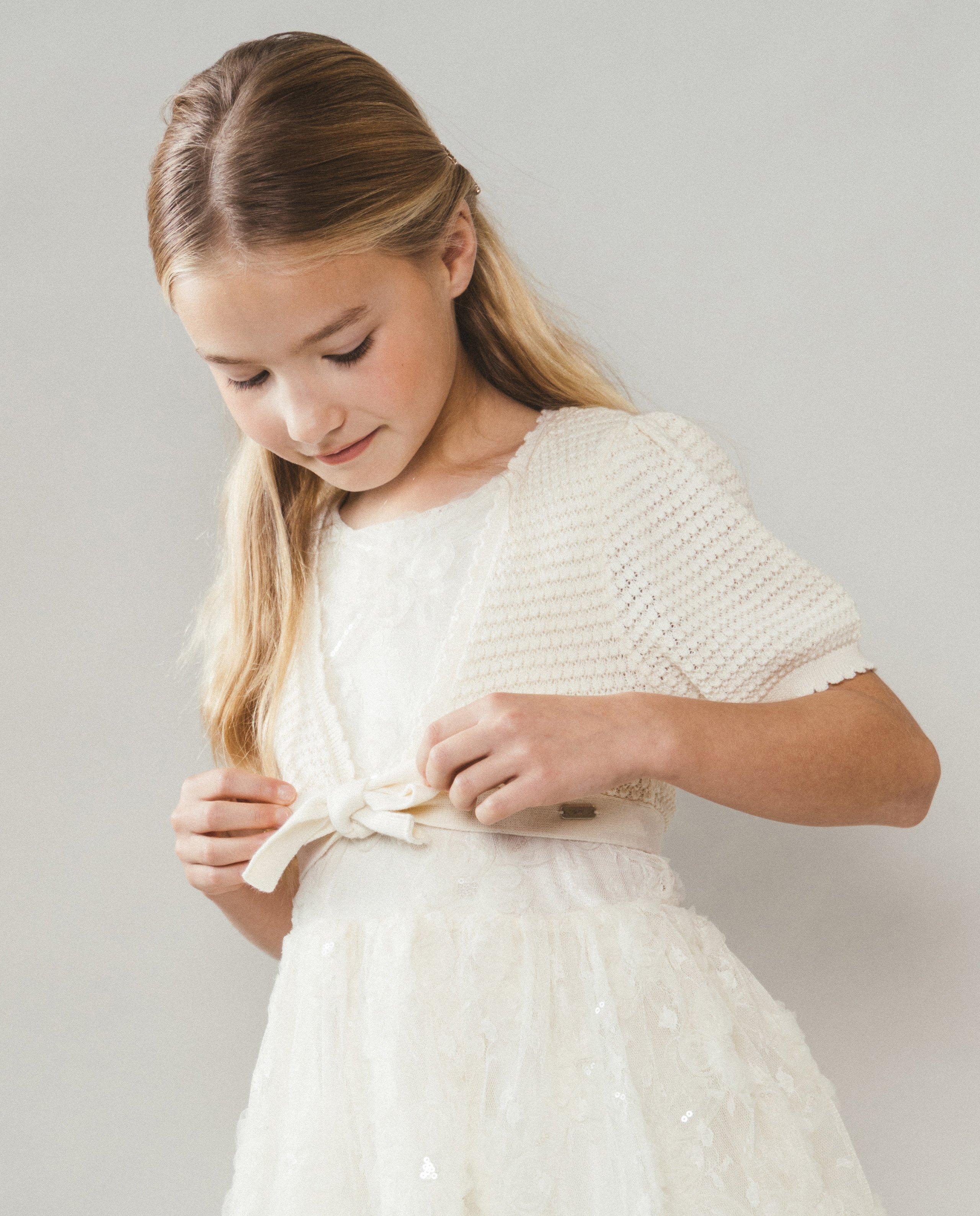 Kort gebreid vest met ajour, Special occasions, 122-152