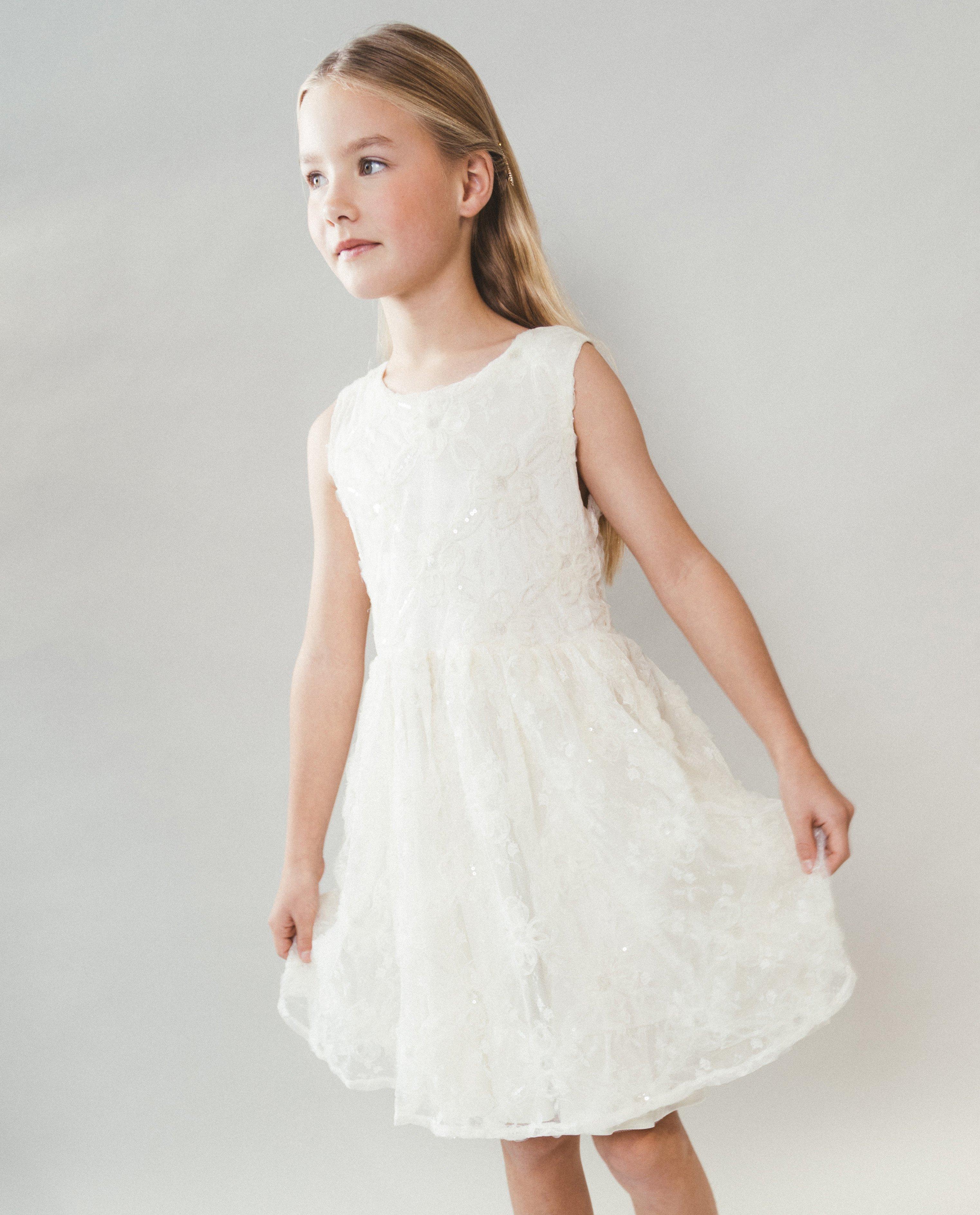 Robe fleurie en mesh, Special occasions, 122-152 - D&eacute;tails du produit - blanc - image num&eacute;ro 2