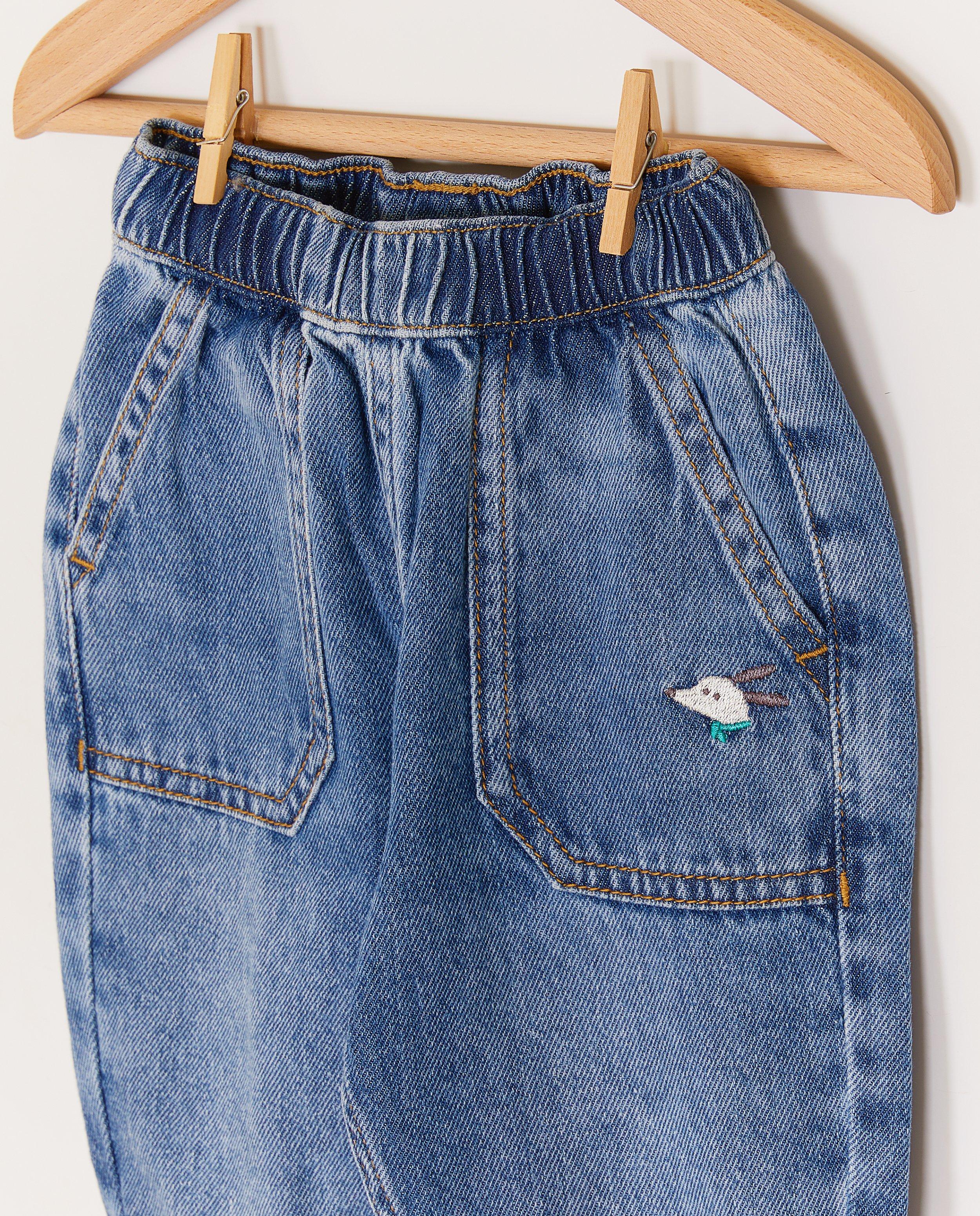 Jeans met kleine geborduurde hond, baggy fit - Product Detail - blauw - afbeelding nummer 3