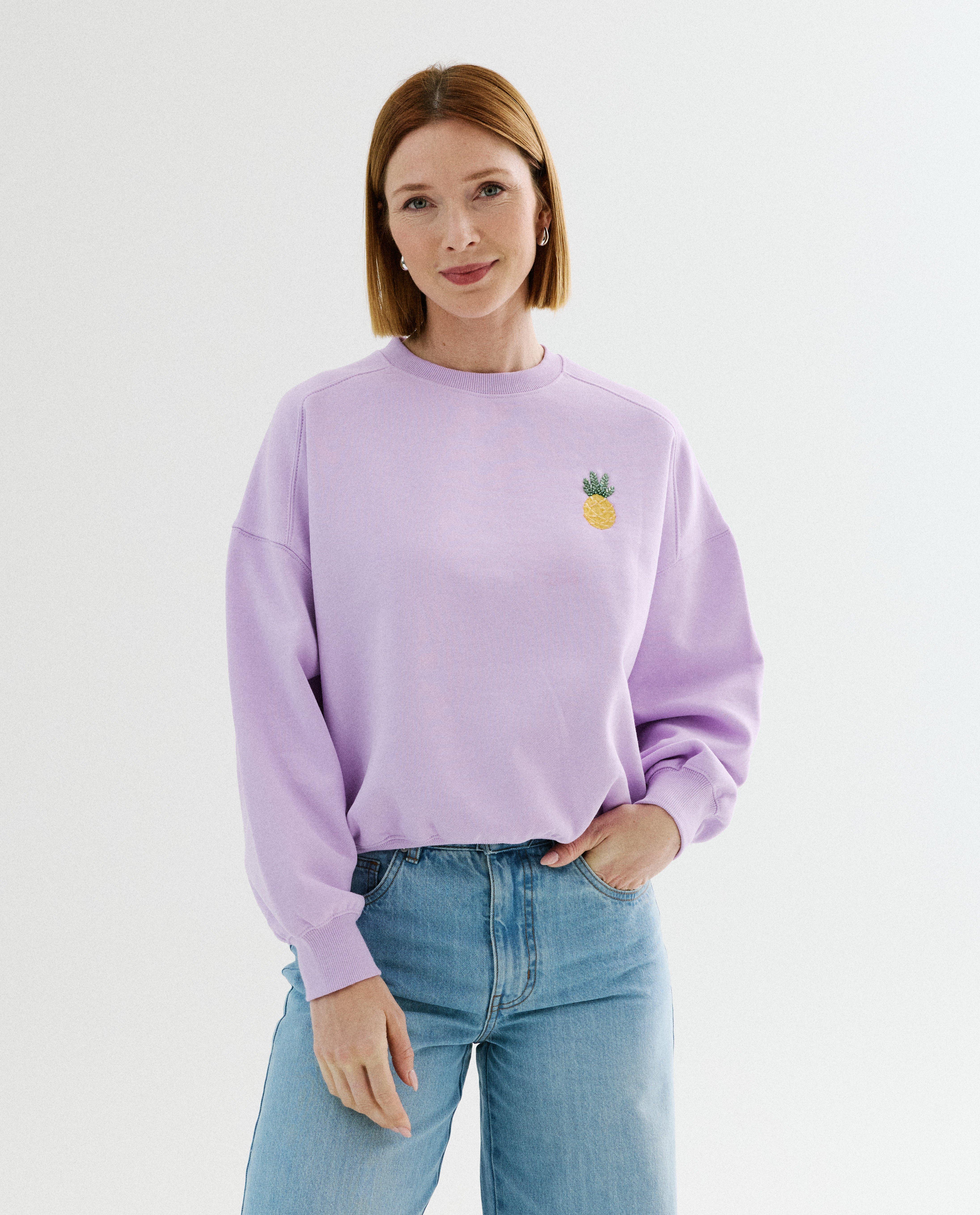 Sweater met patch ananas, oversized fit - Product Detail - lila - afbeelding nummer 1
