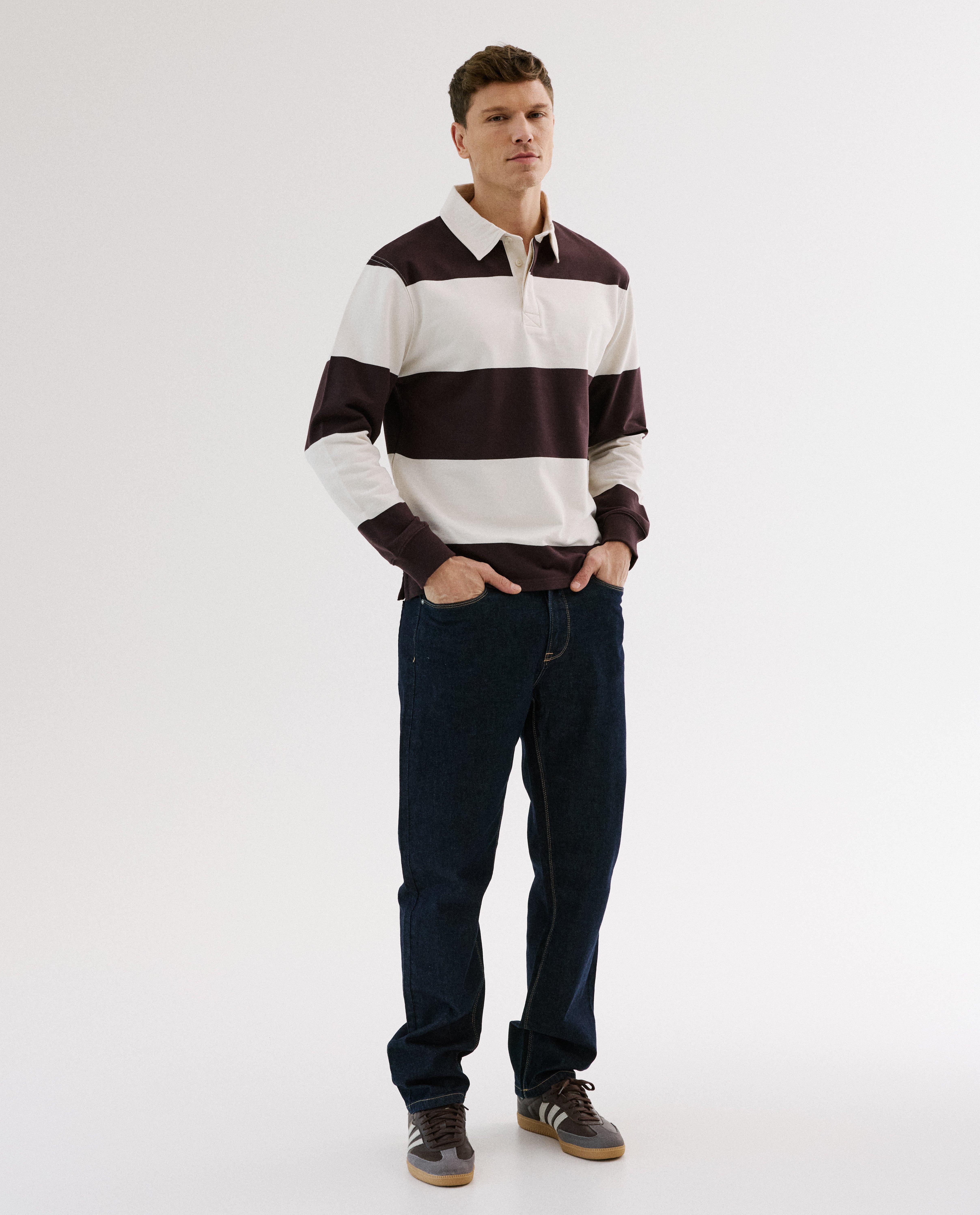 Donkerblauwe jeans van raw denim, relaxed fit