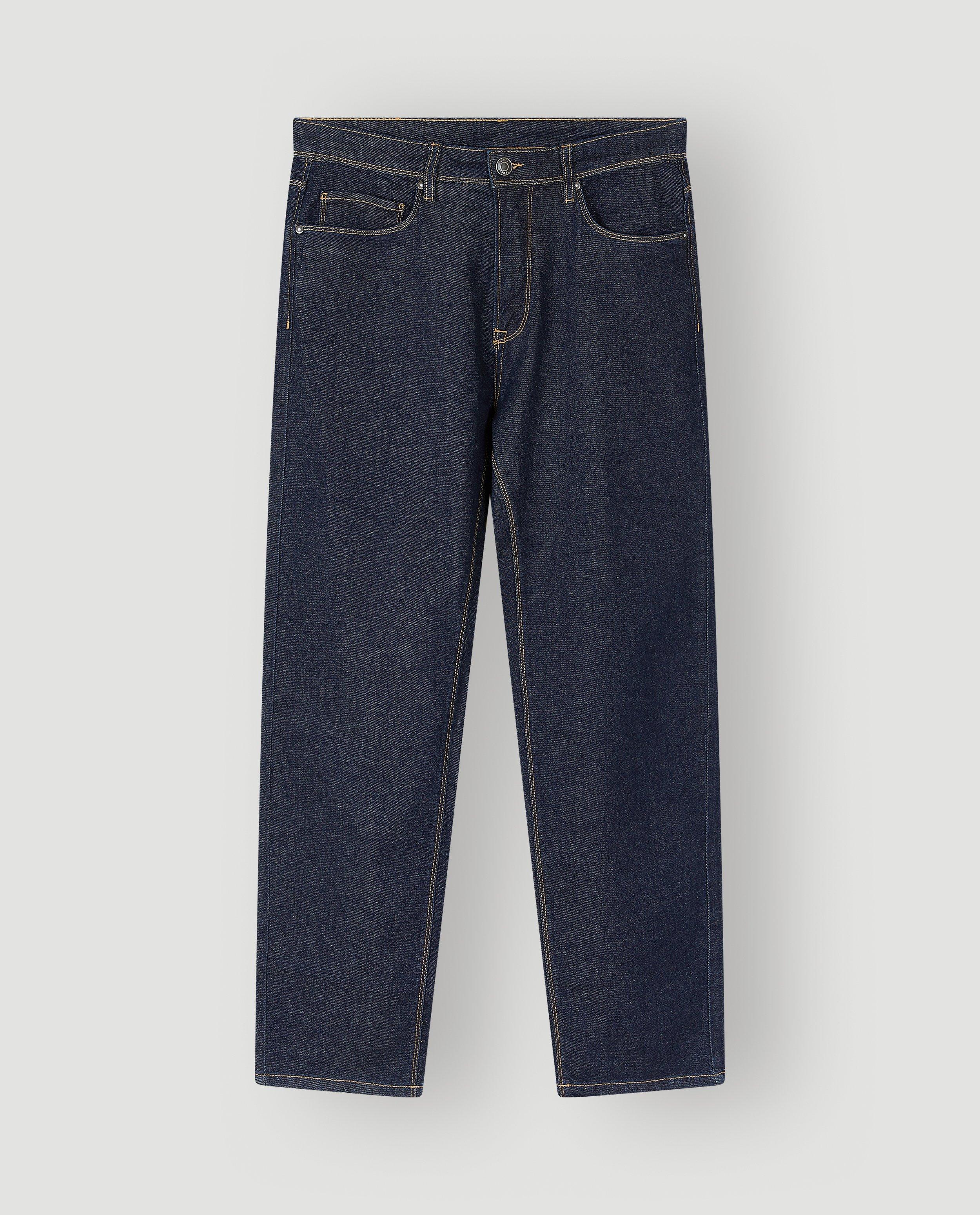 Jeans - Donkerblauwe jeans van raw denim, relaxed fit