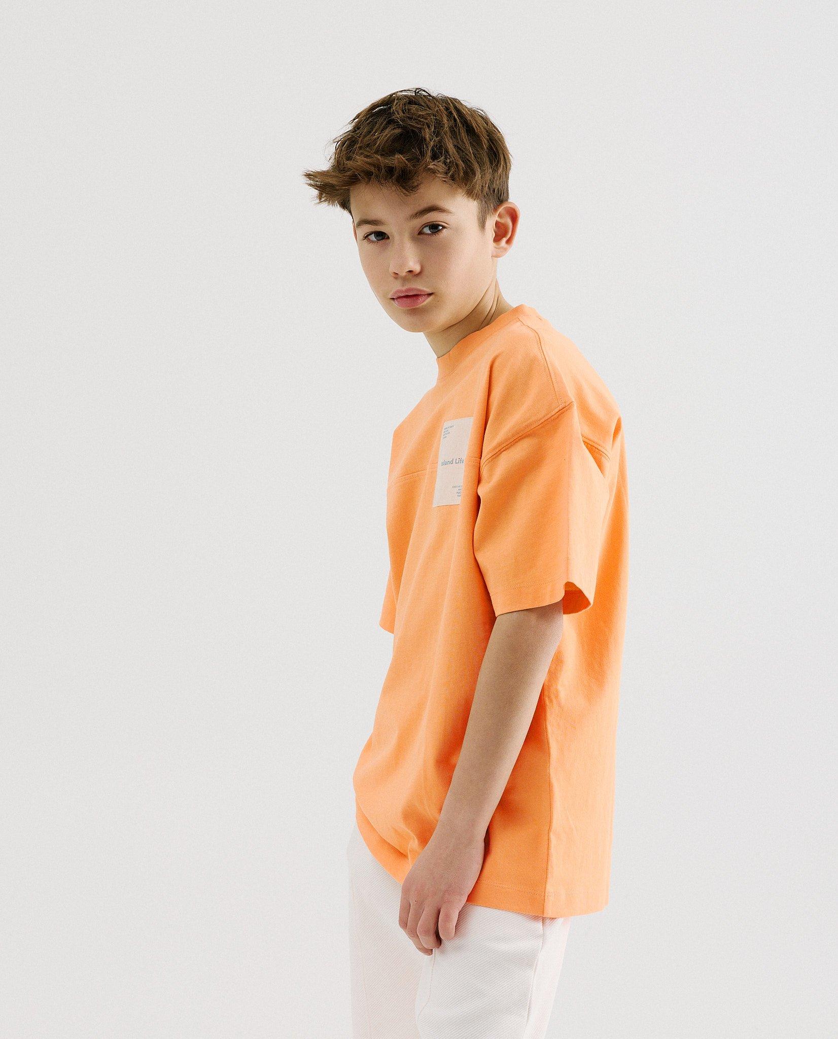 T-shirt met label - Product Detail - oranje - afbeelding nummer 1