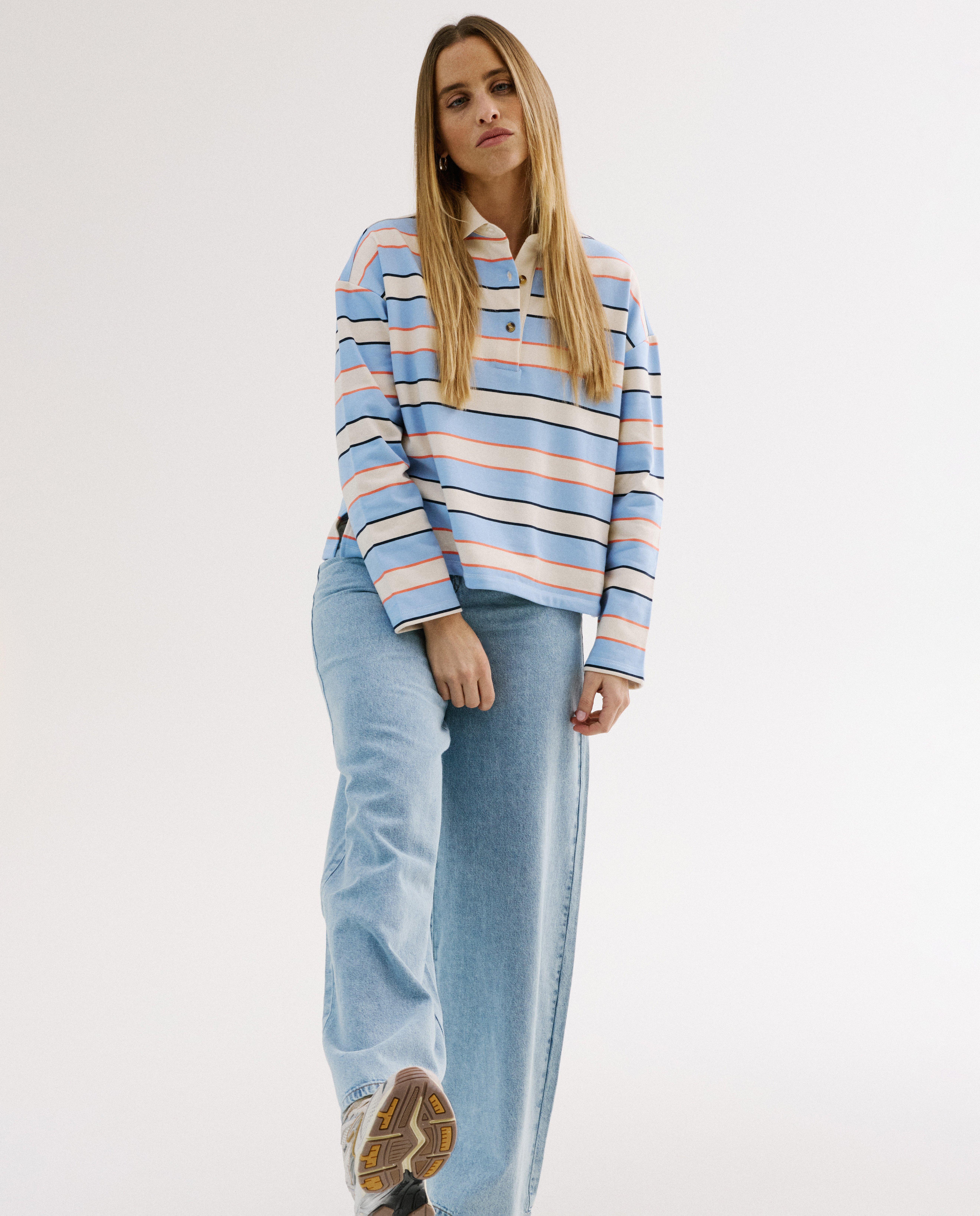 Rugbypolo met strepen, loose fit - Product Detail - lichtblauw - afbeelding nummer 3