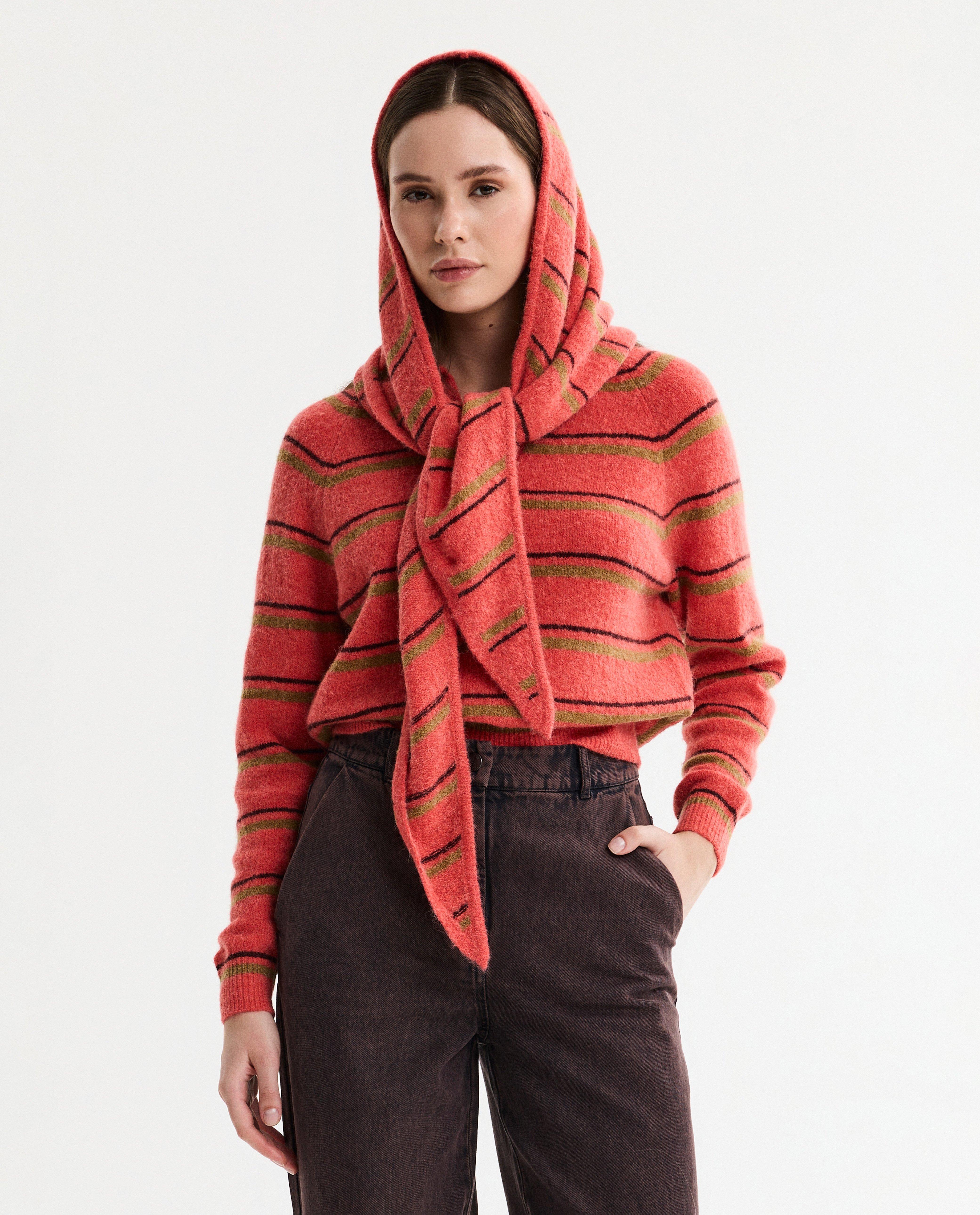 Sjaal met strepen - Product Detail - felrood - afbeelding nummer 1