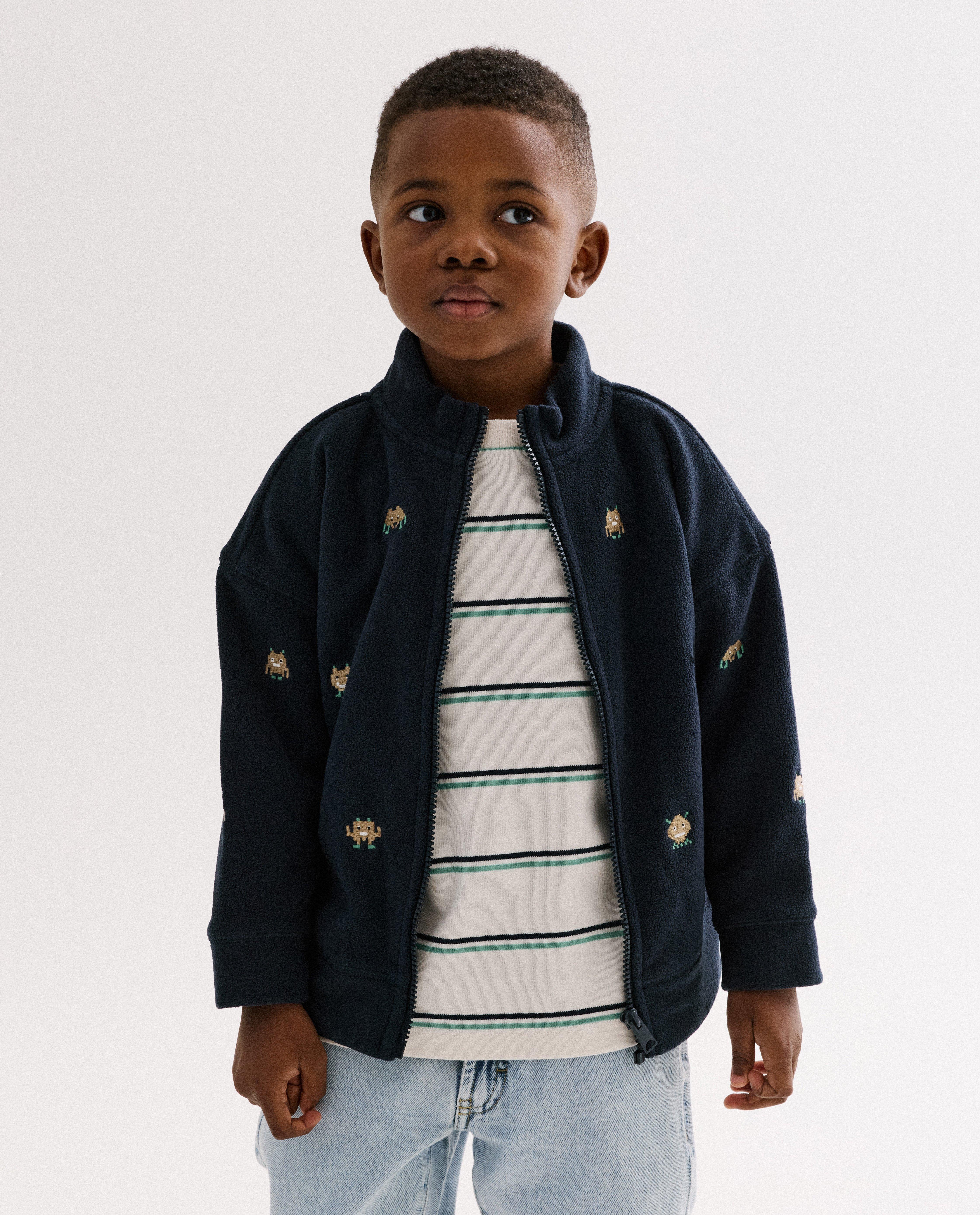Fleece vest met geborduurde aliens - Product Detail - donkerblauw - afbeelding nummer 1