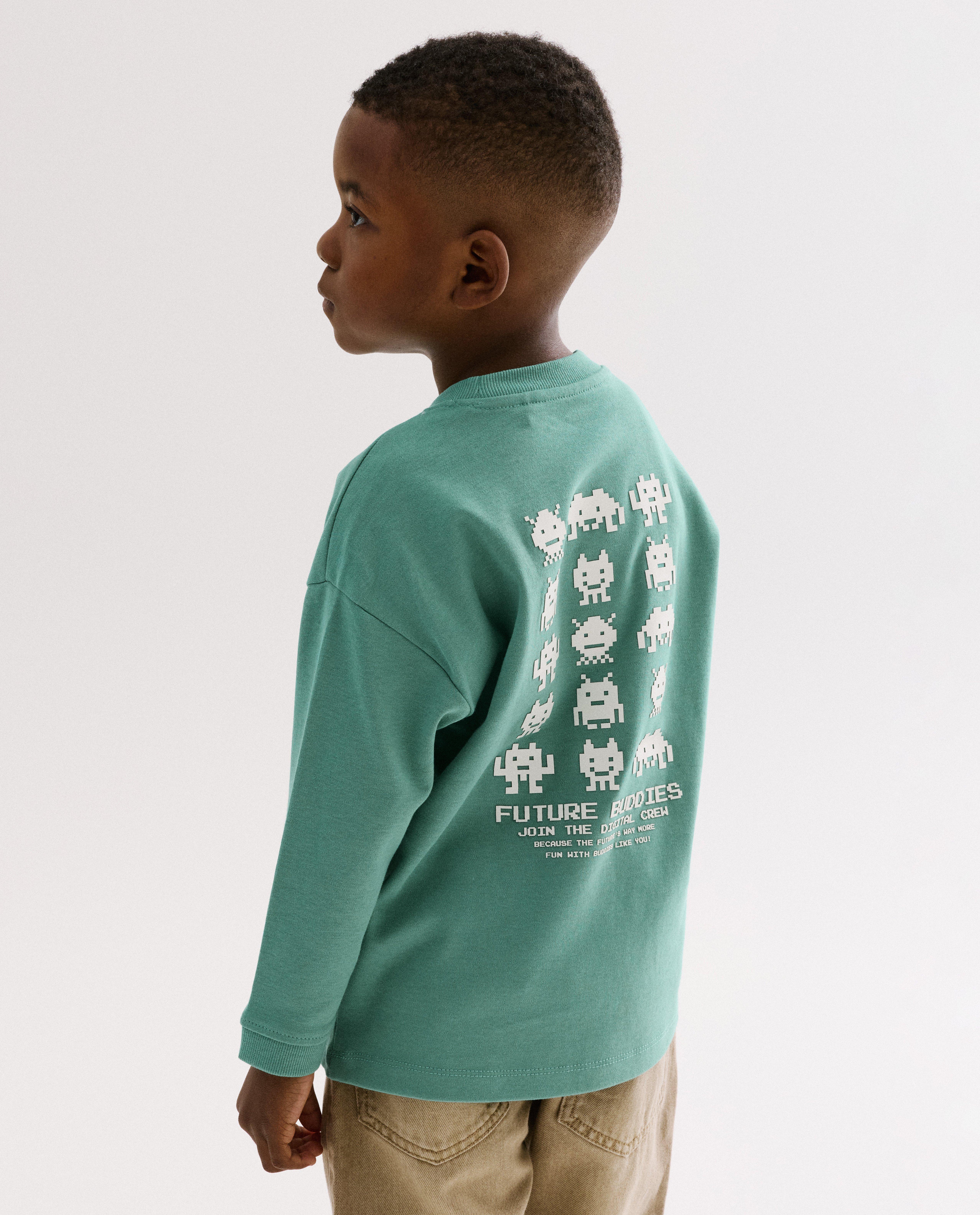 Longsleeve met backprint in reli&euml;f - Product Detail - khaki - afbeelding nummer 1
