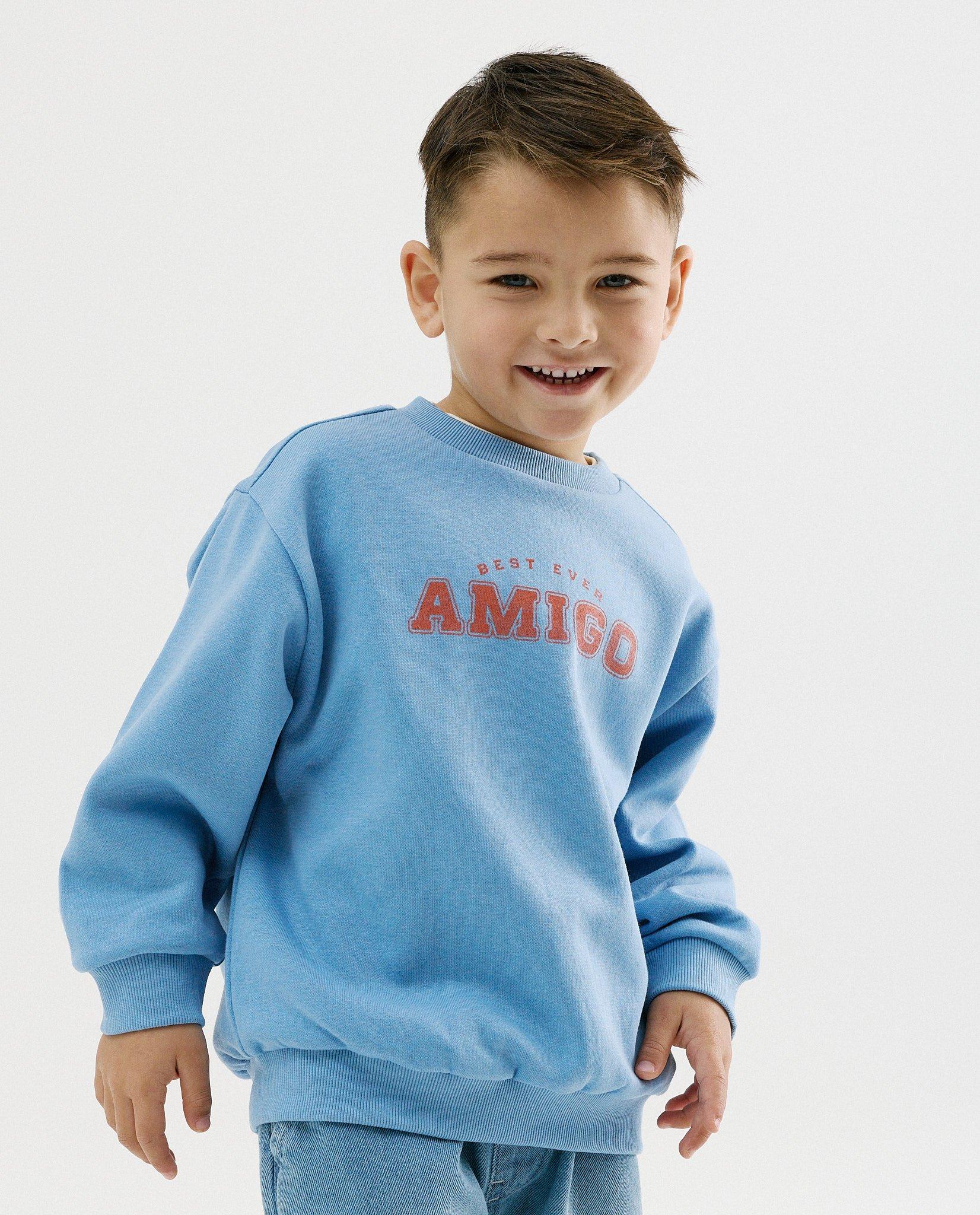 Sweat avec imprim&eacute; au dos - D&eacute;tails du produit - bleu - image num&eacute;ro 1