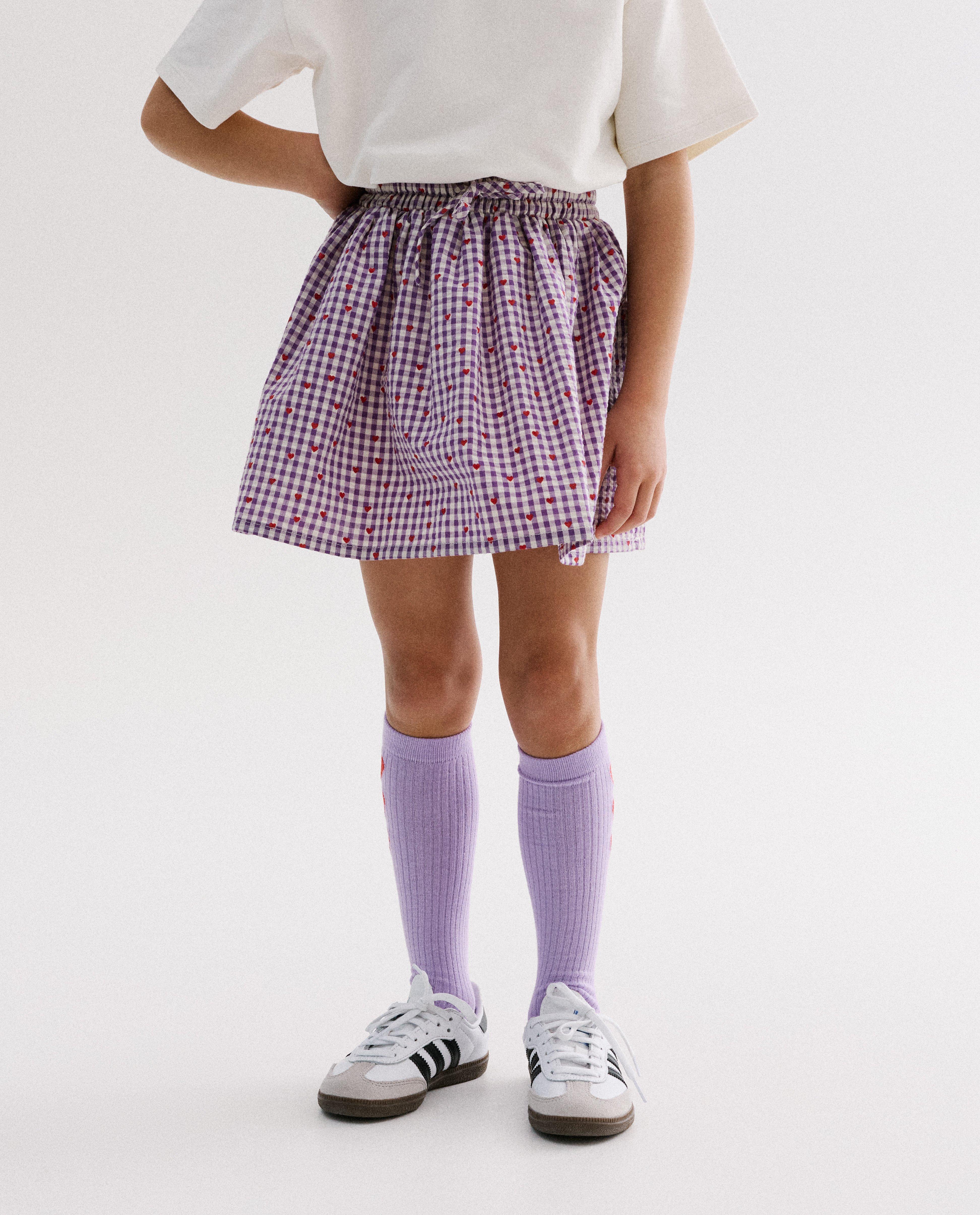 Jupe avec imprim&eacute; c&oelig;urs - D&eacute;tails du produit - violet - image num&eacute;ro 3