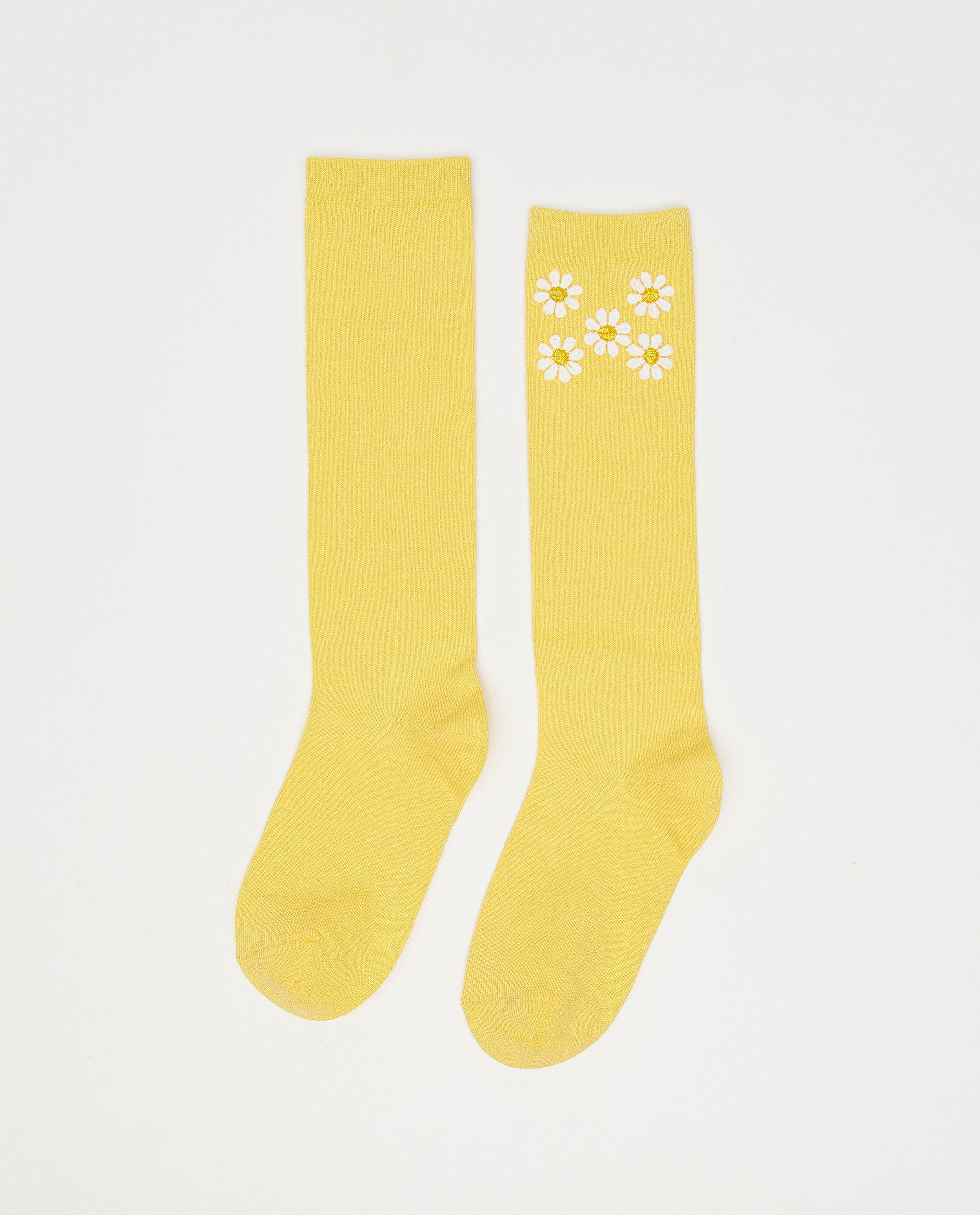 Kniekousen met geborduurde bloemen - Product Detail - geel - afbeelding nummer 1