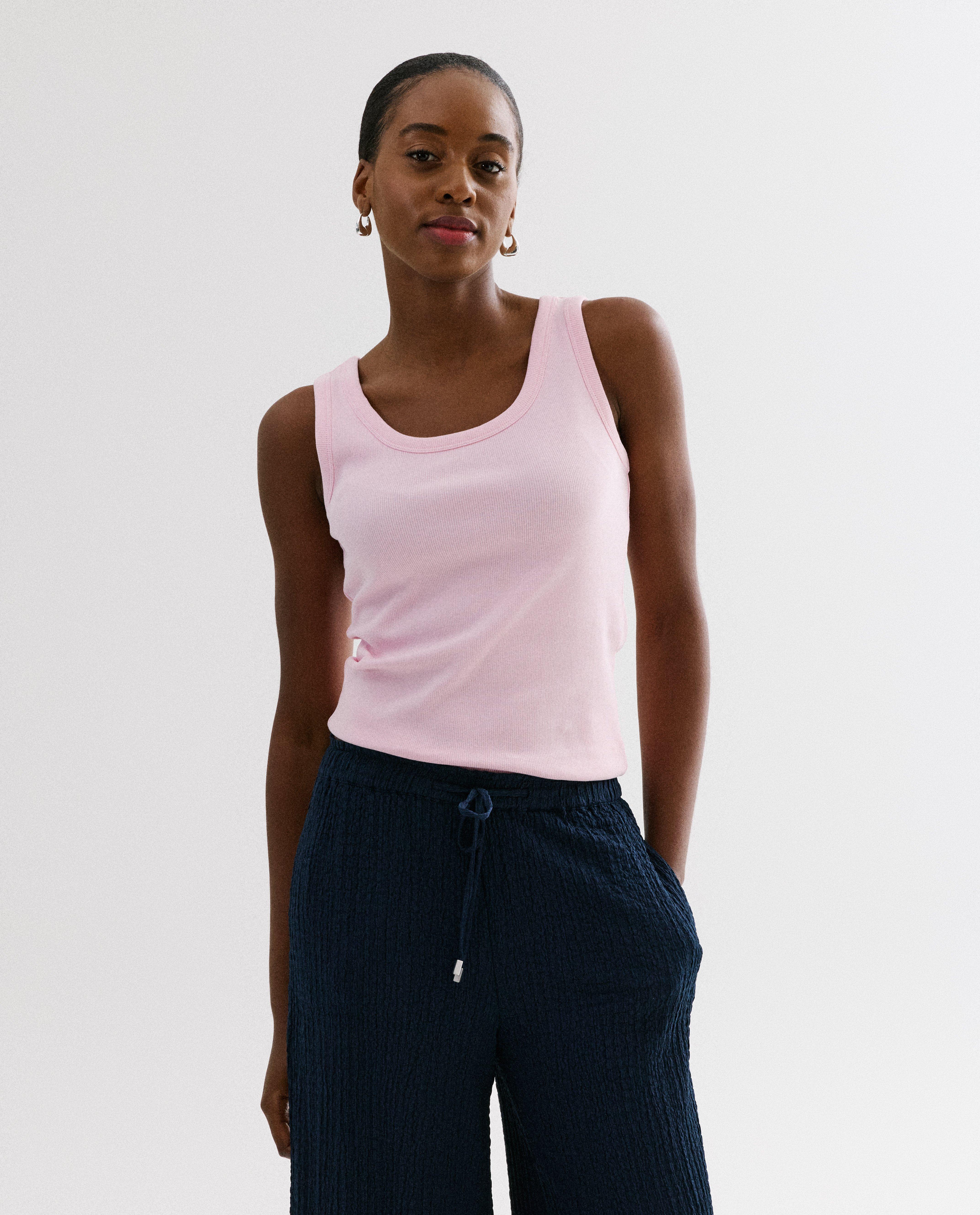 Mouwloze top met fijn ribpatroon - Product Detail - lichtroze - afbeelding nummer 1