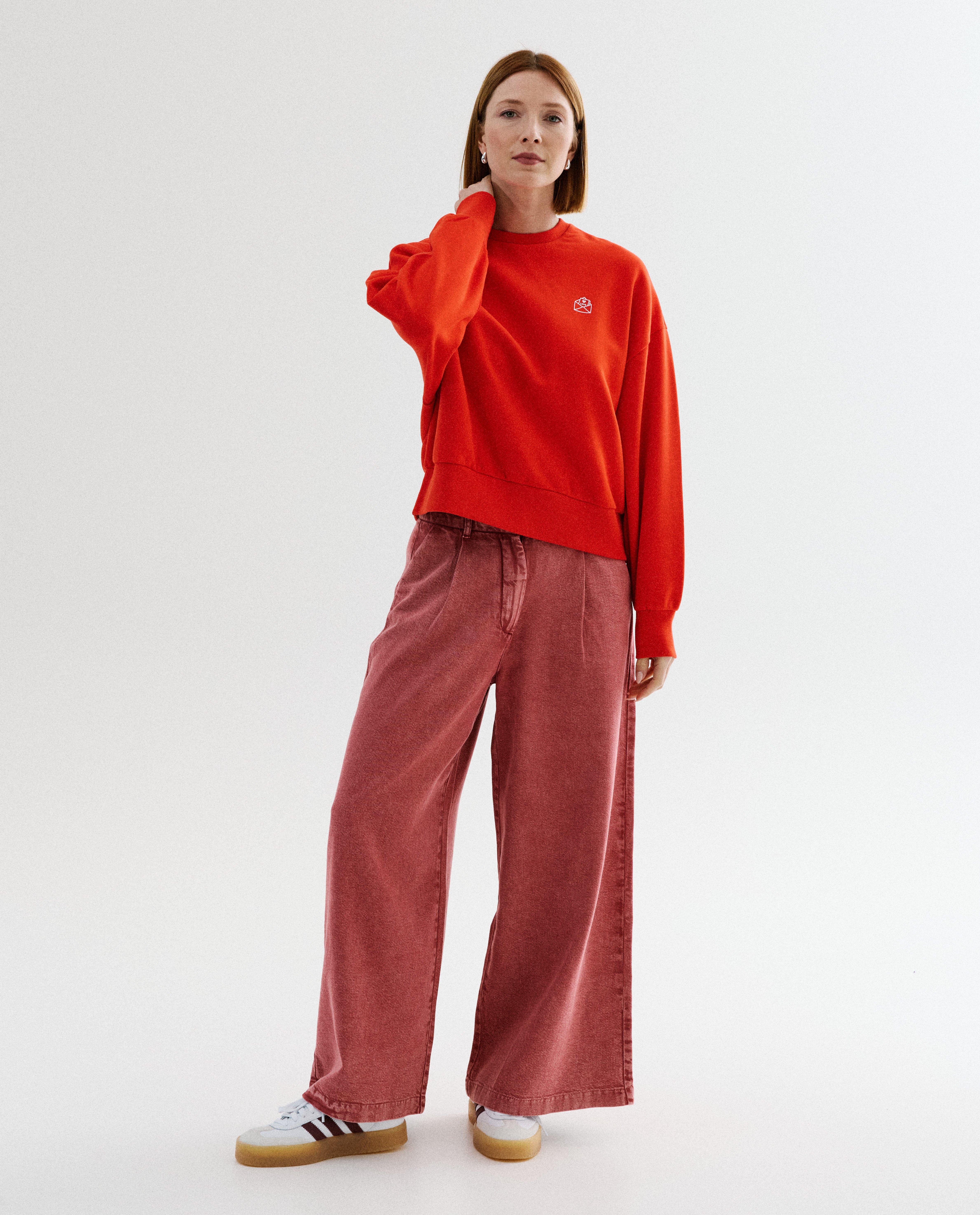 Sweat avec imprim&eacute; au dos - D&eacute;tails du produit - rouge vif - image num&eacute;ro 4