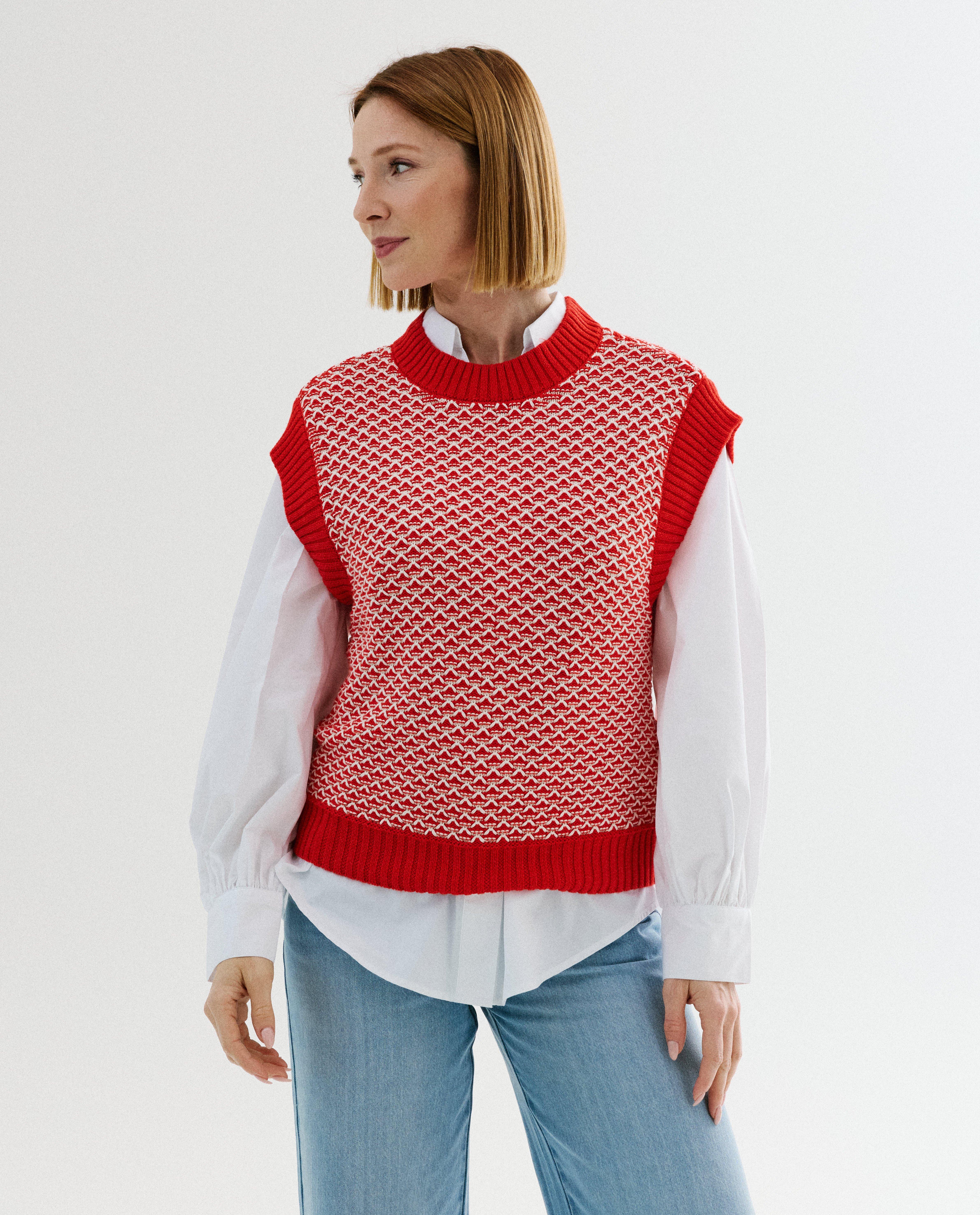 Debardeur met gebreid patroon - Product Detail - felrood - afbeelding nummer 2