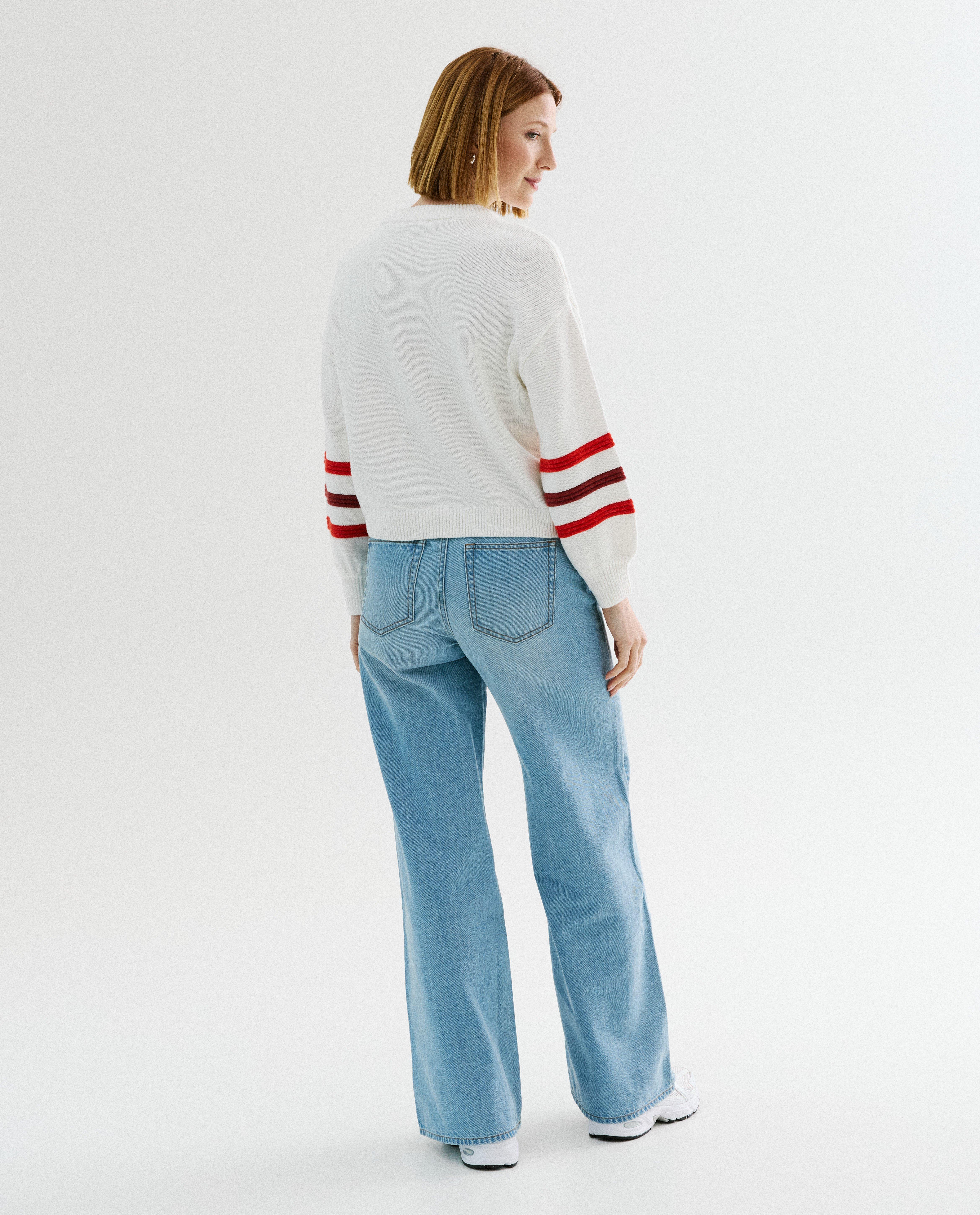 Trui met strepen in reli&euml;f, loose fit - Product Detail - wit - afbeelding nummer 3