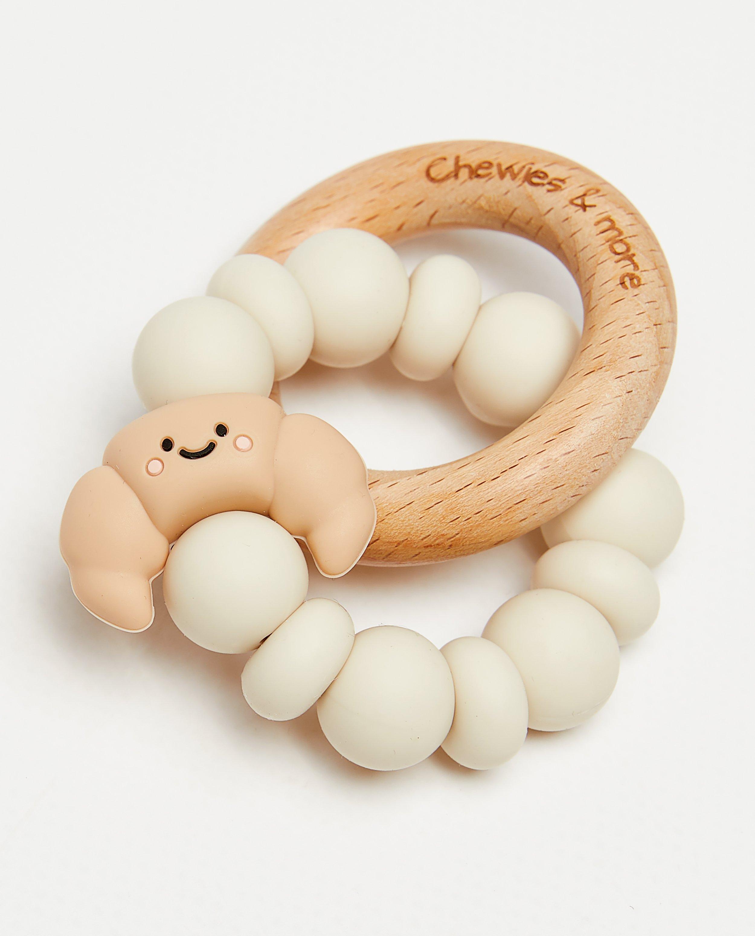 Anneau de dentition en silicone et en bois - D&eacute;tails du produit - blanc - image num&eacute;ro 2