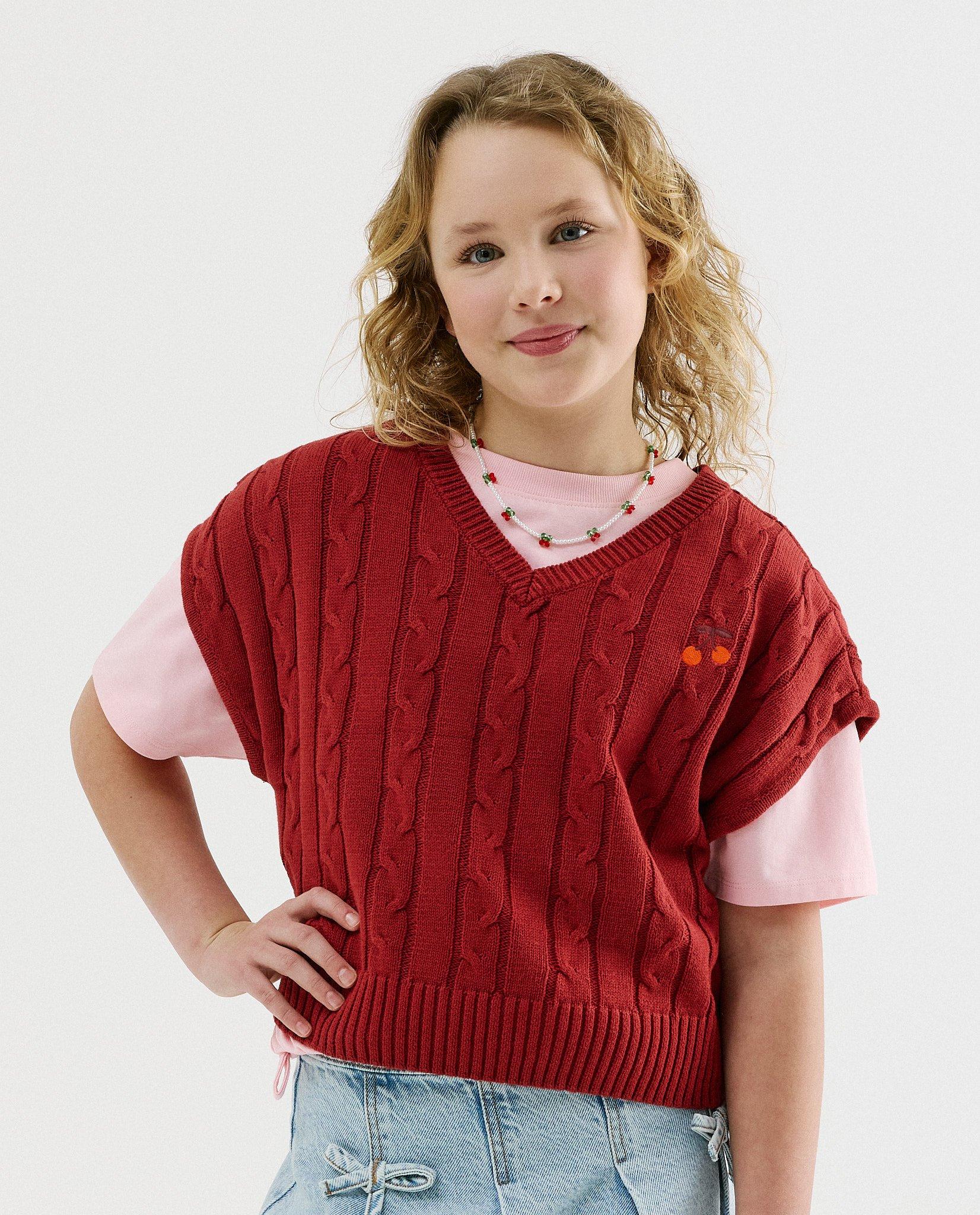 Debardeur met geborduurde kersen