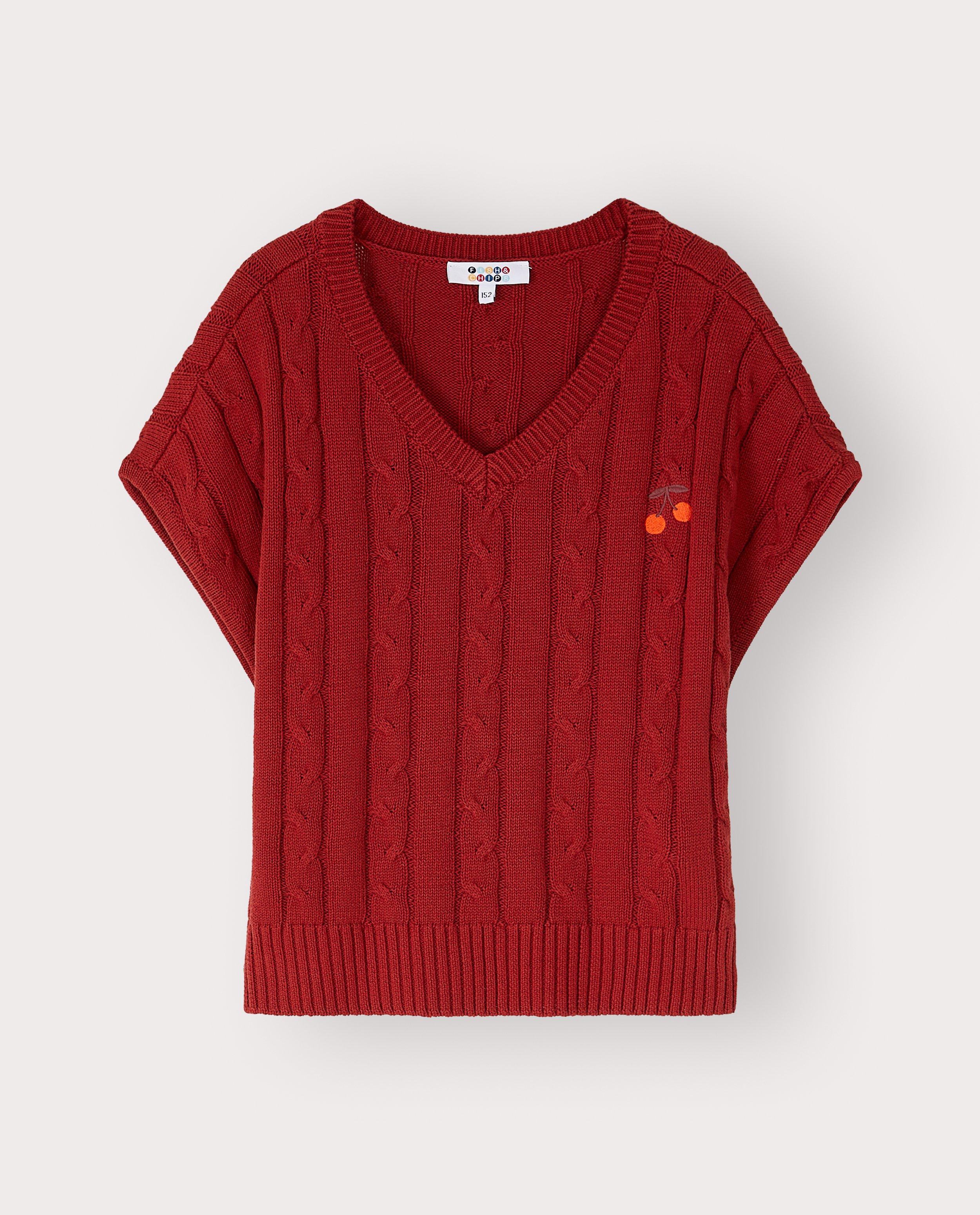 Truien - Debardeur met geborduurde kersen