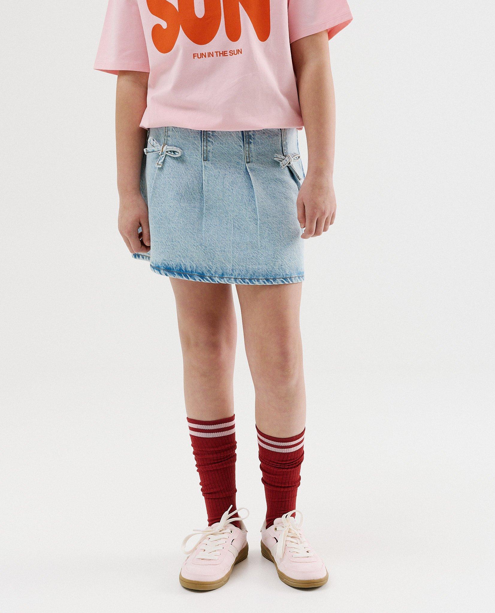 Plooirok van jeans met strikjes - Product Detail - lichtblauw - afbeelding nummer 3