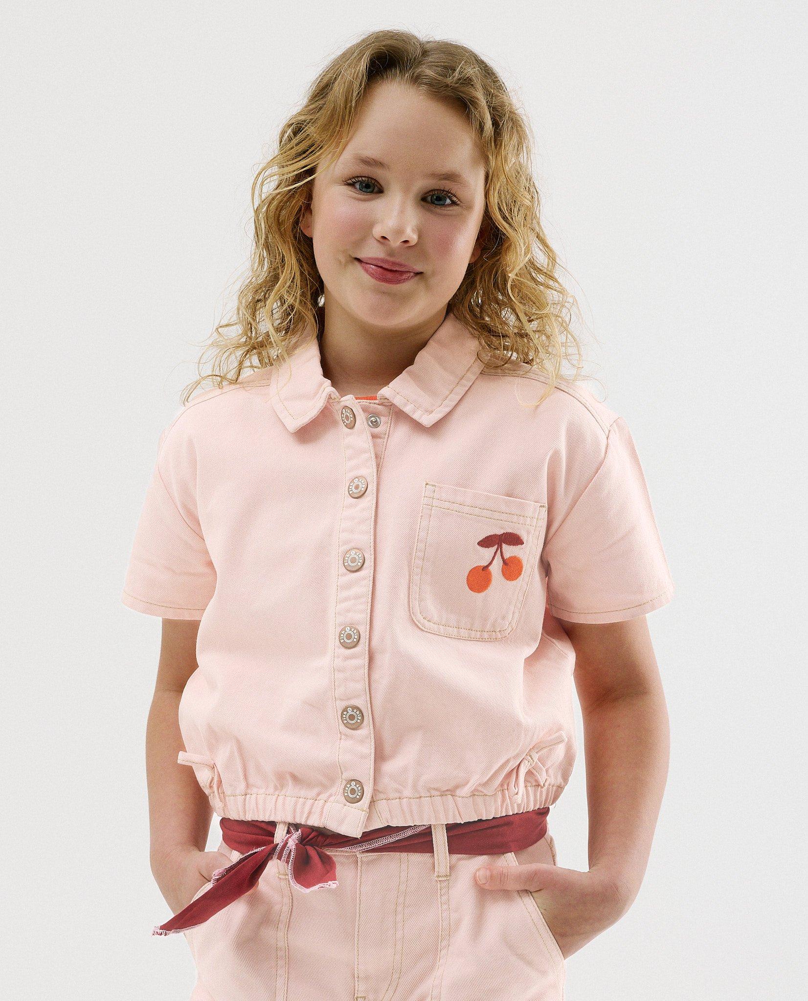 Jeanshemd met geborduurde kersen - Product Detail - lichtroze - afbeelding nummer 2