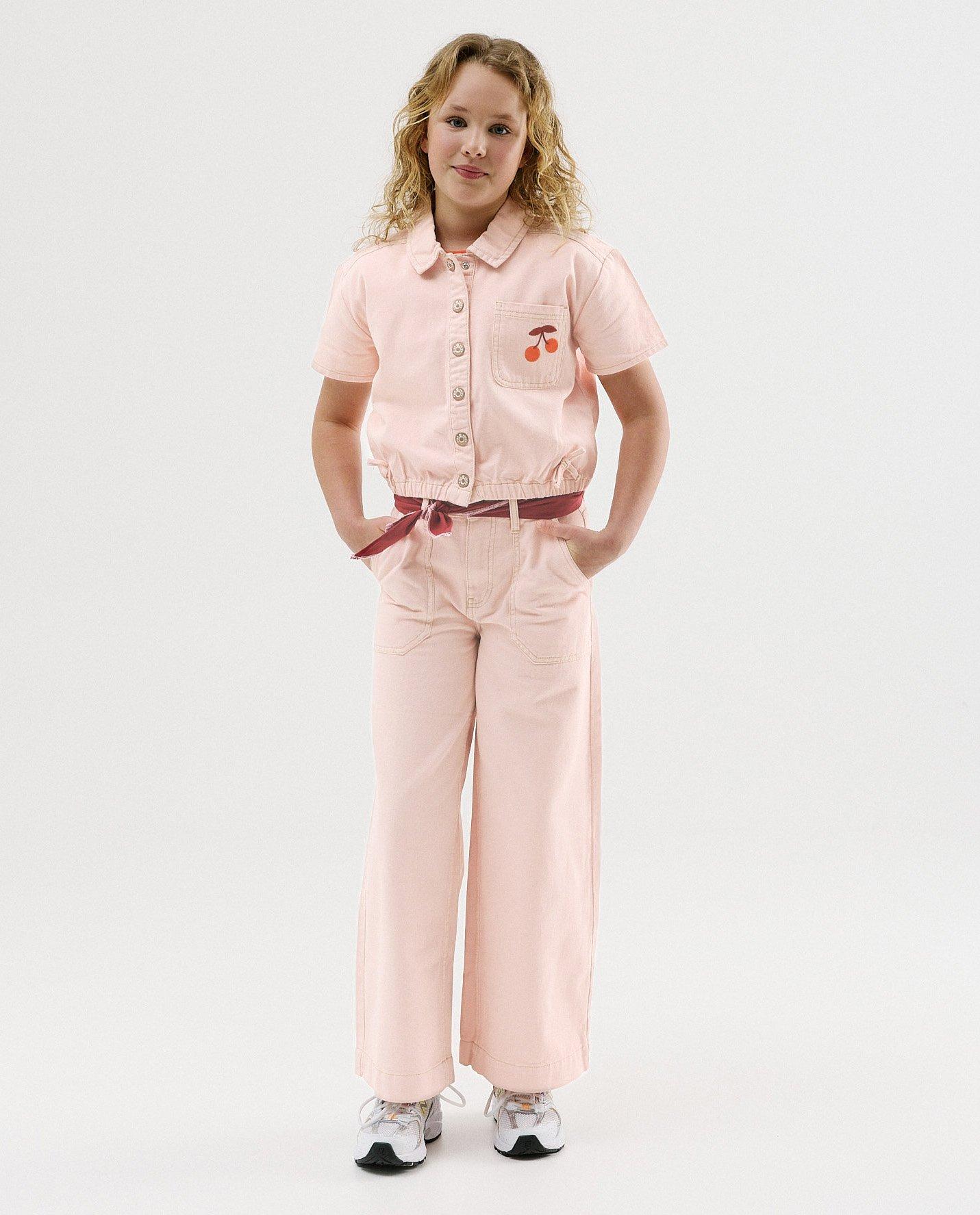 Jeanshemd met geborduurde kersen - Product Detail - lichtroze - afbeelding nummer 3