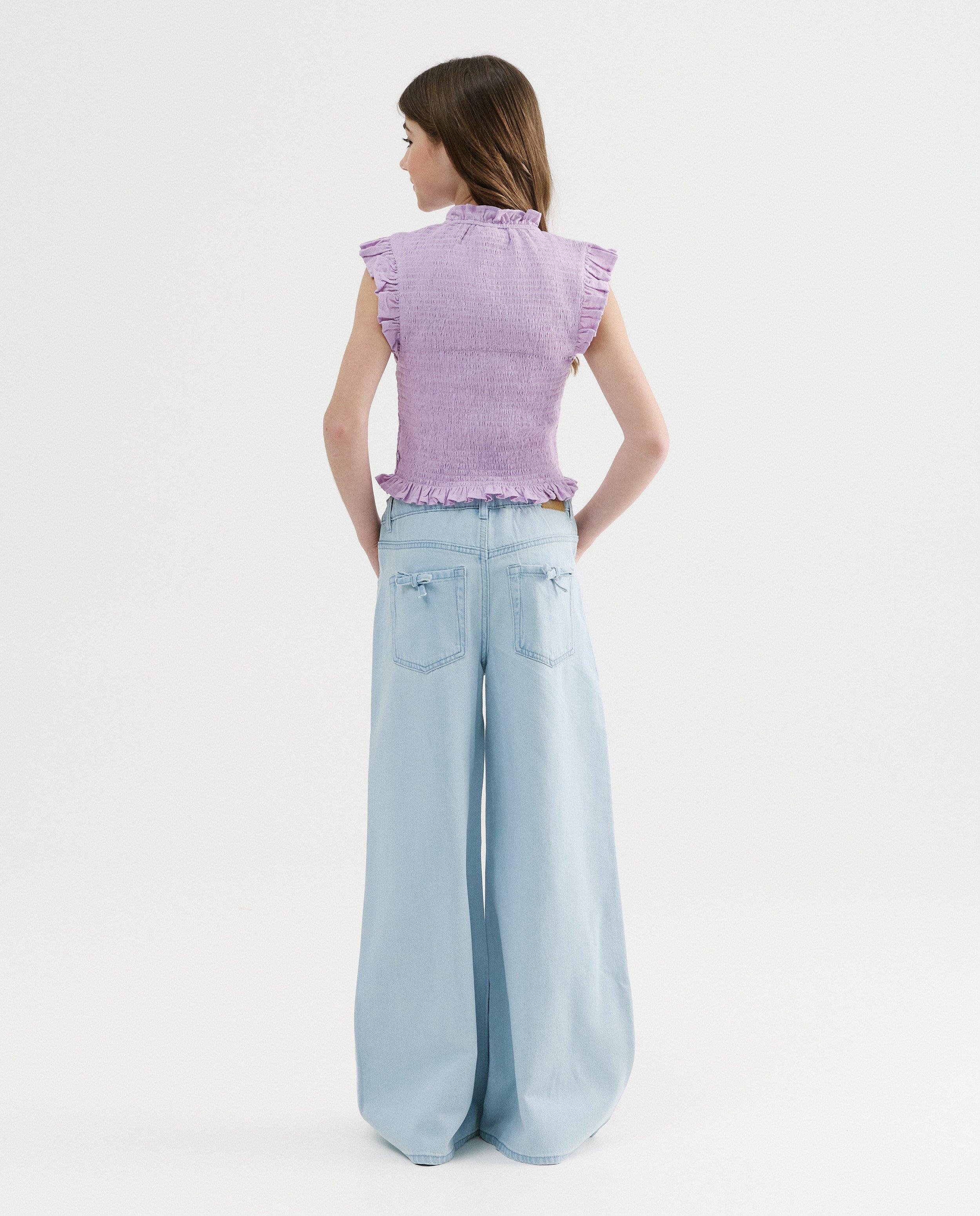 Jean bleu clair avec n&oelig;uds, wide fit, 134-176 - D&eacute;tails du produit - bleu clair - image num&eacute;ro 2